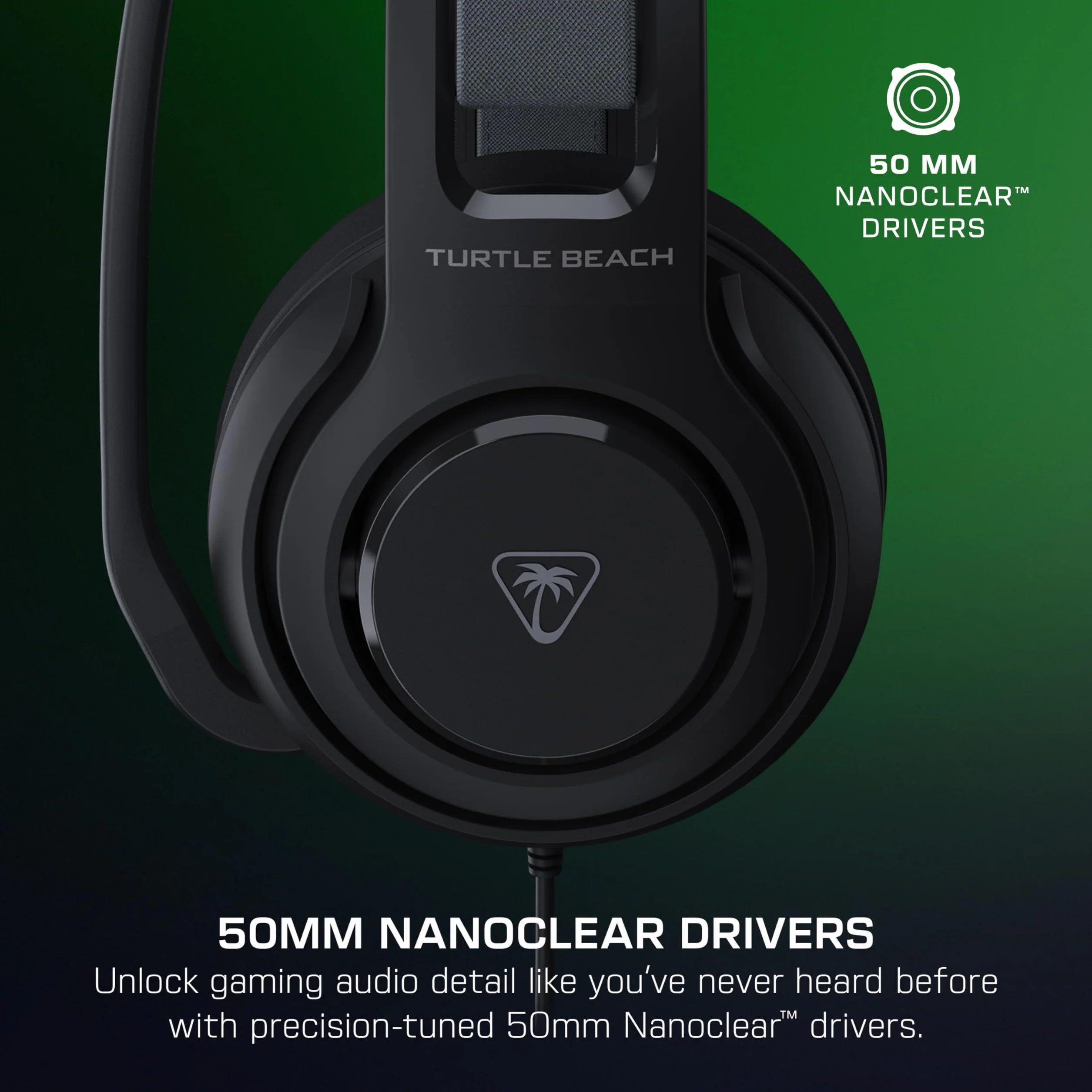 Turtle Beach Atlas 200 Przewodowe słuchawki do gier na konsolę Xbox, PlayStation PC z przewodowym połączeniem 3,5 mm – przetwornik Nanoclear 50 mm, mikrofon flip-to-mute, poduszki z pianki memory