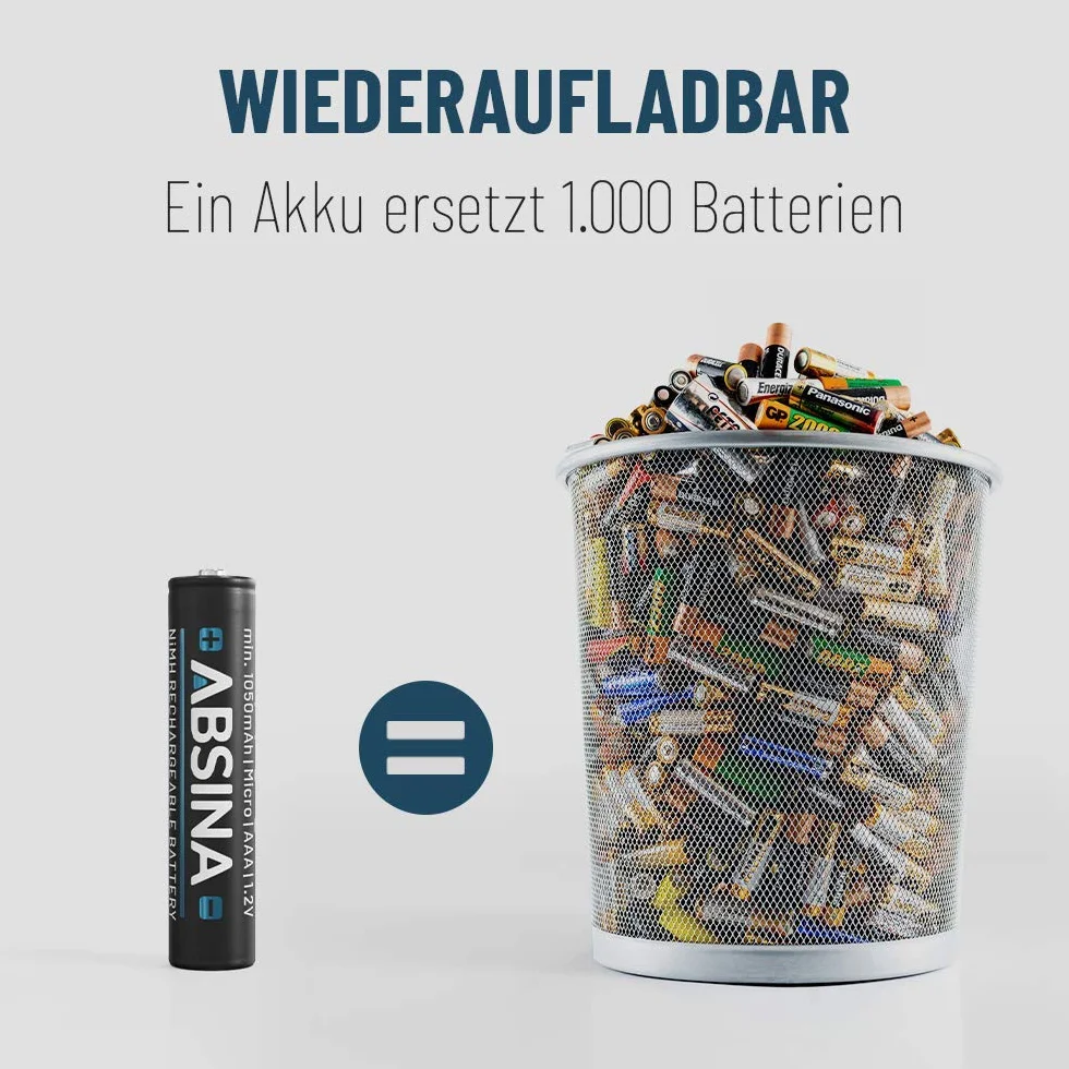 ABSINA 4 x NiMH akumulatory do telefonu Gigaset słuchawka do ponownego ładowania 800 mAh - akumulator do Gigaset A415 750 mAh - 750 mAh baterie AAA do telefonu Gigaset A400 A415, C300 C430, C475 C530,