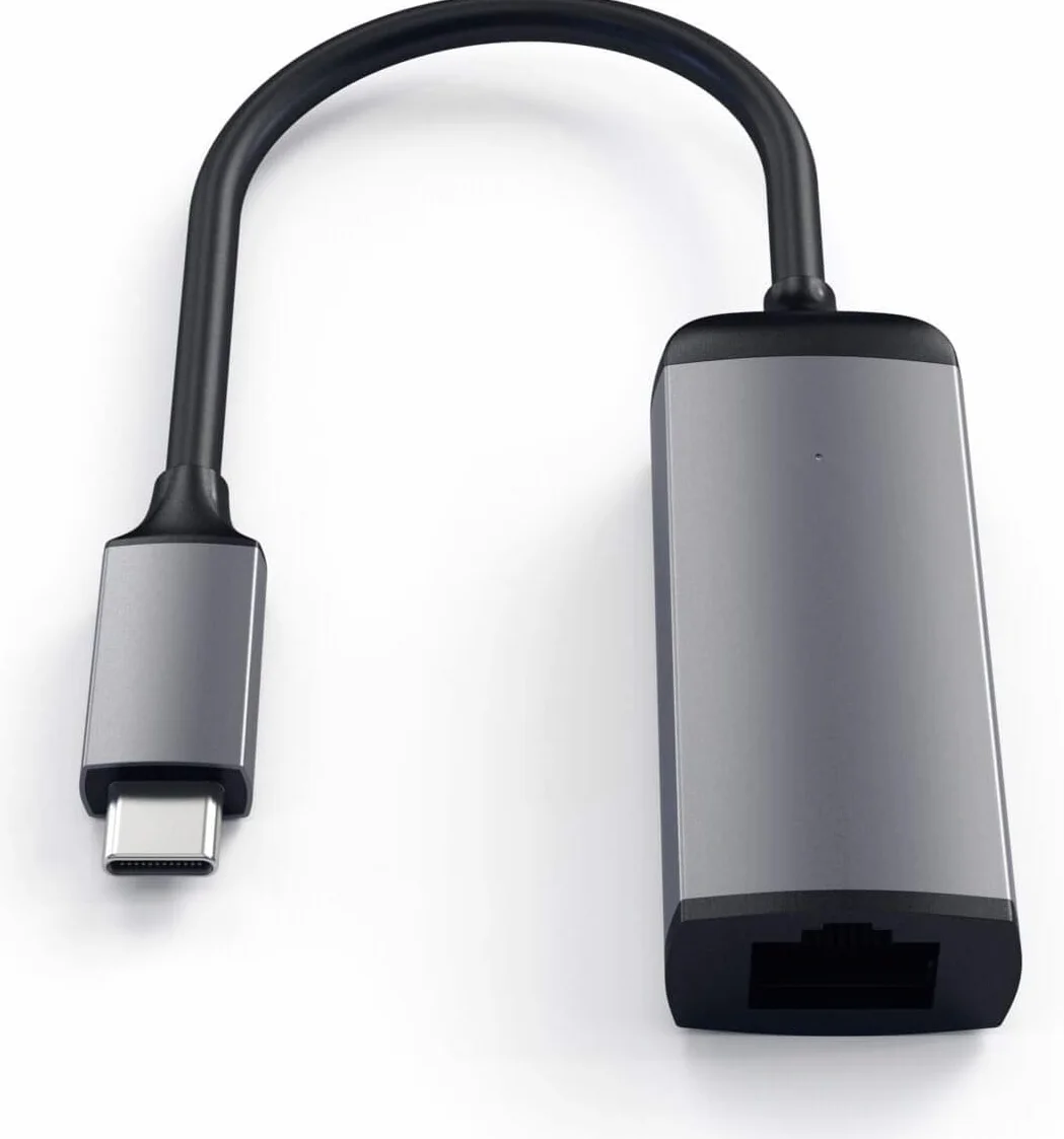 SATECHI Adapter Ethernet USB-C z aluminium, połączenie gigabitowe 10/100/1000 Mb/s, kompaktowa konstrukcja typu plug-and-play do MacBook Air/Pro/Neo, laptopa, iPad, iPhone i innych – gwiezdna szarość