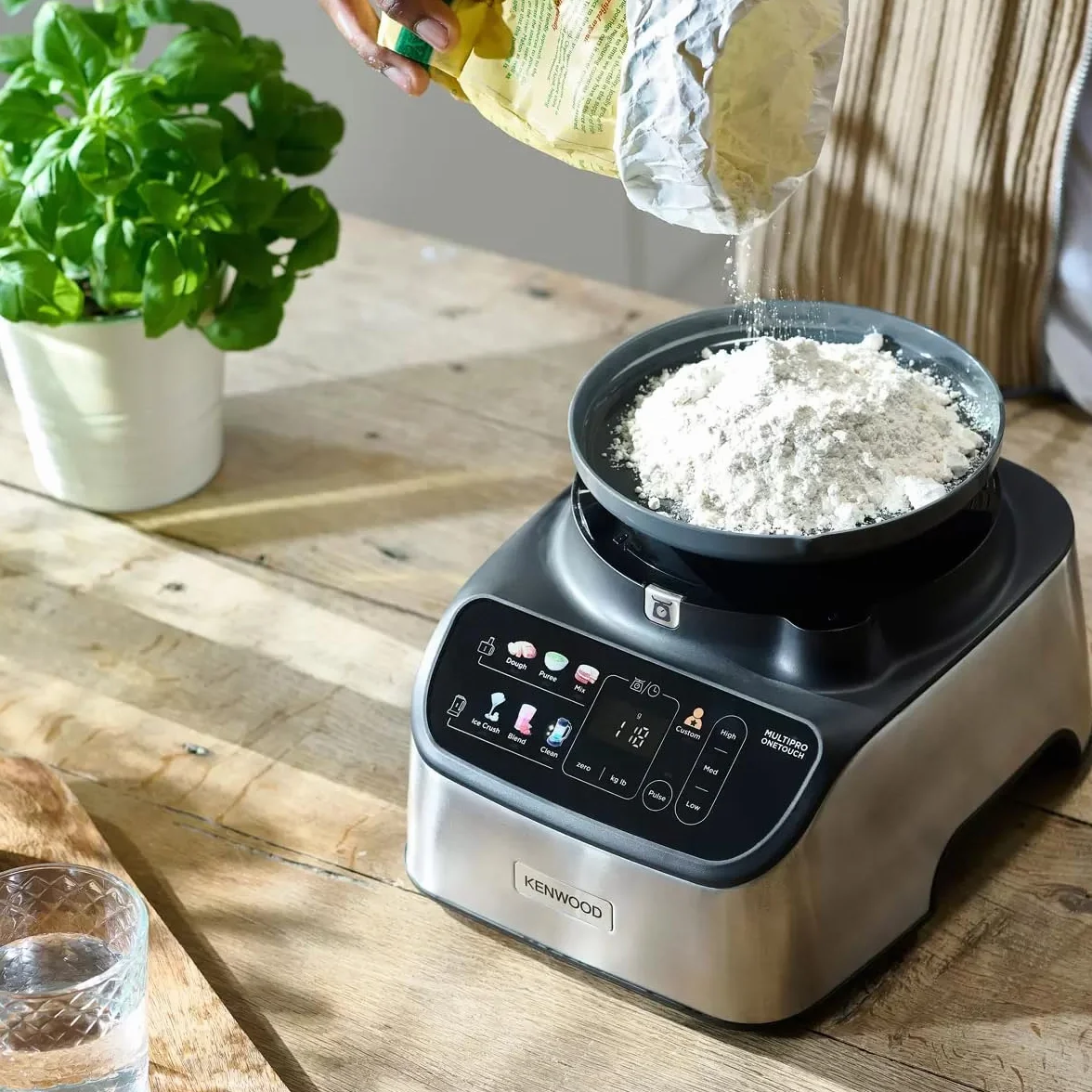 Kenwood MultiPro OneTouch FDM73.480SS, wielofunkcyjny robot kuchenny z 6 ustawieniami wstępnymi, wyposażony w 5 akcesoriów, akcesoria Express Serve, zmienna prędkość, wbudowana waga, 1000 W, srebrny