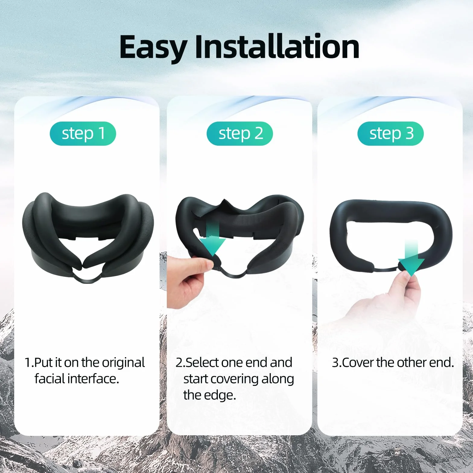 Osłona twarzy AMVR kompatybilna z akcesoriami do zestawu słuchawkowego Meta/Oculus Quest 3, wygodna silikonowa poduszka na twarz pasująca do interfejsu twarzy, odporna na pot maska VR (czarna)