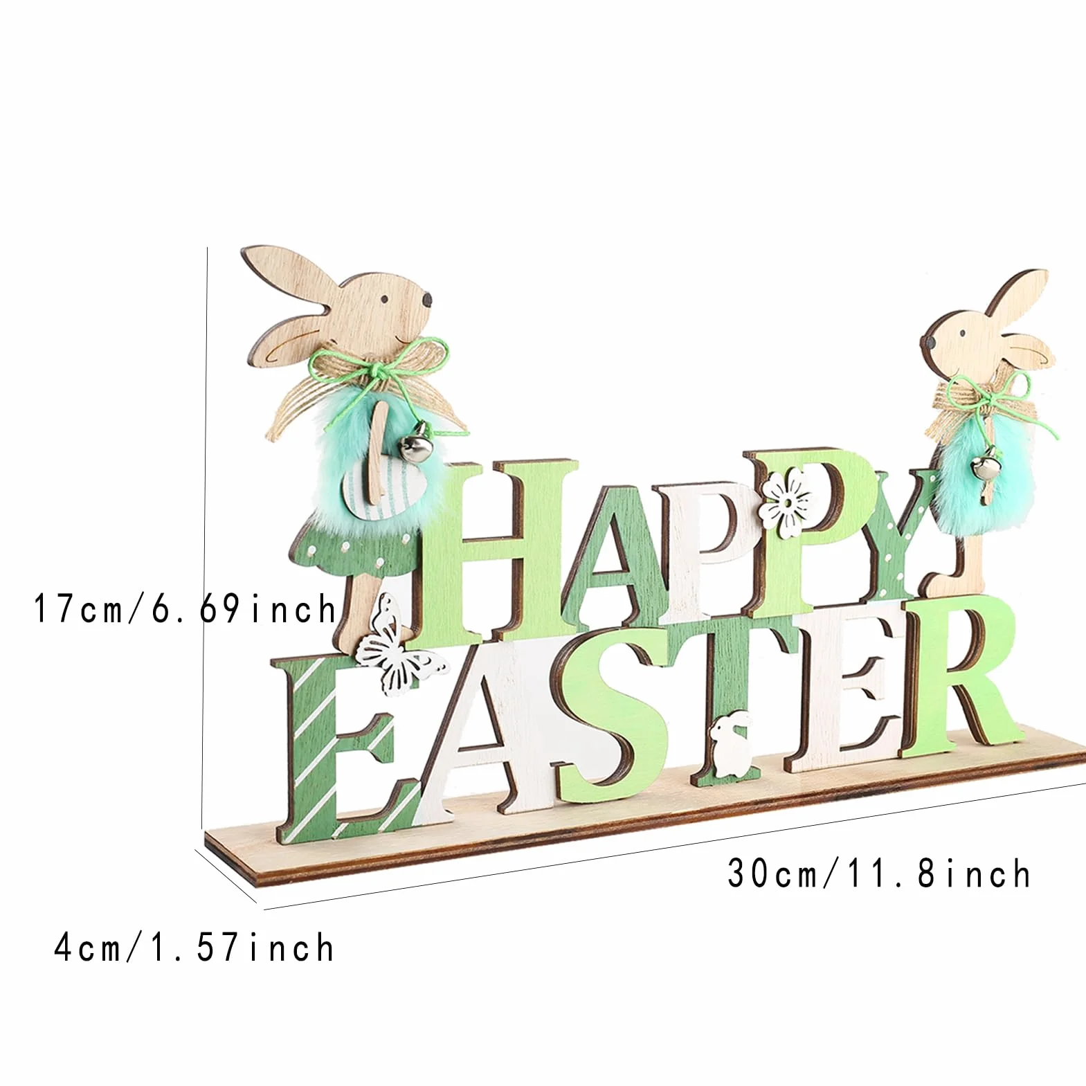 Dekoracja wielkanocna z drewna napis B-Happy Easter 2 zając