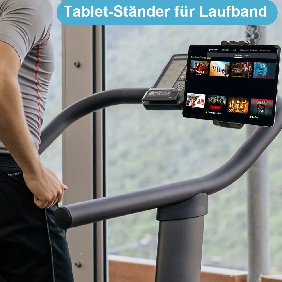 Stojak na tablet, bieżnia, uchwyt na tablet, rower treningowy, uchwyt na tablet, obracany o 360°, stojak na tablet, stojak na mikrofon, biurko, kierownicę, do smartfonów i czytników e-booków 4,5