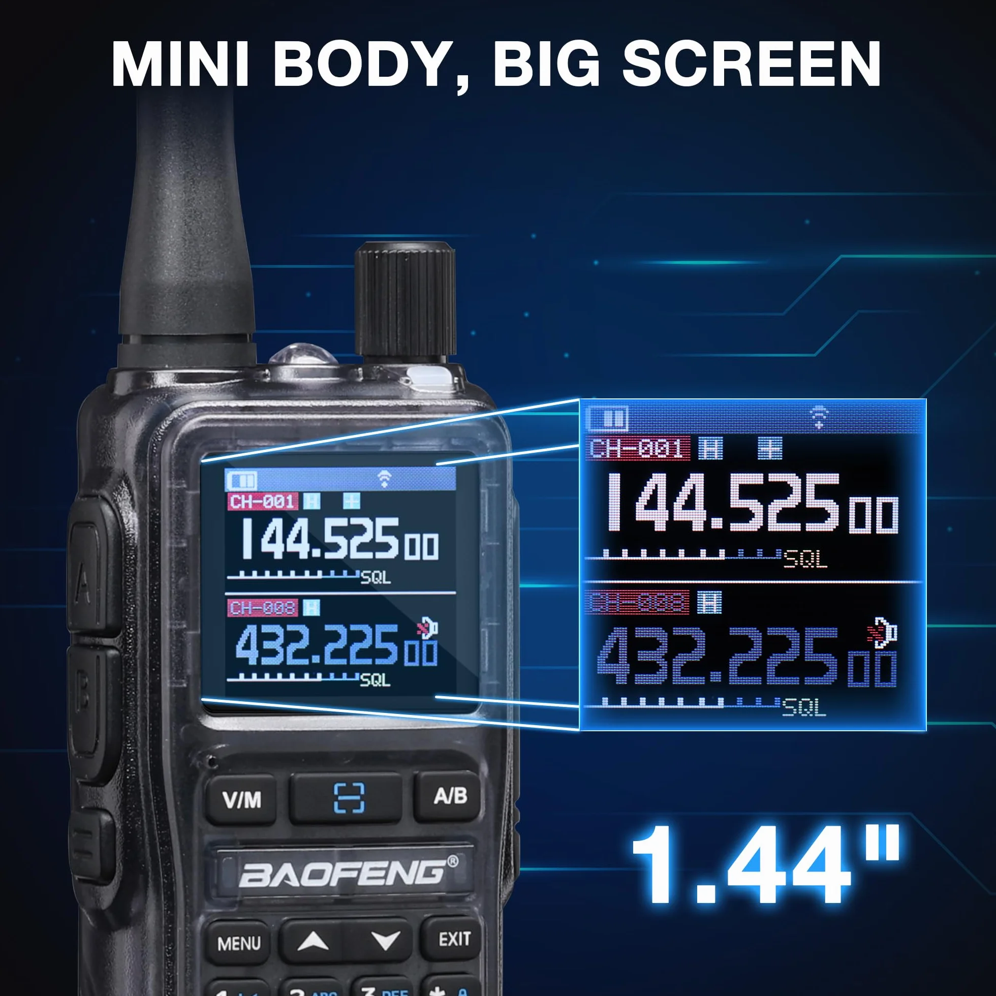 BAOFENG GT-5R Mini 5W dwupasmowe radio przenośne, Krótkofalówka UHF VHF, Programowanie aplikacji bezprzewodowych, podwójny PTT, Ladowanie przez USB-C, 999 kanałów, Szary(2 sztuki)