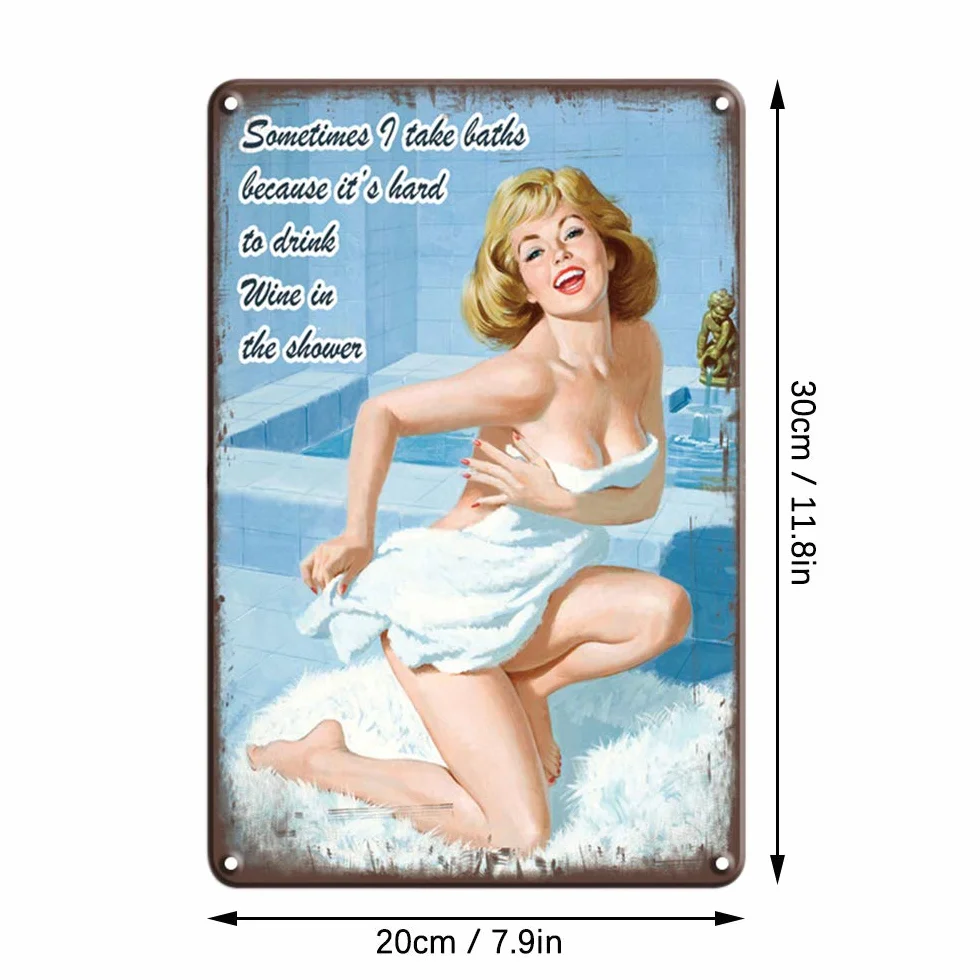 Metalowa tabliczka vintage retro wzór samochodów i dziewczyn dekoracja ścienna 30x20 cm 4 sztuki