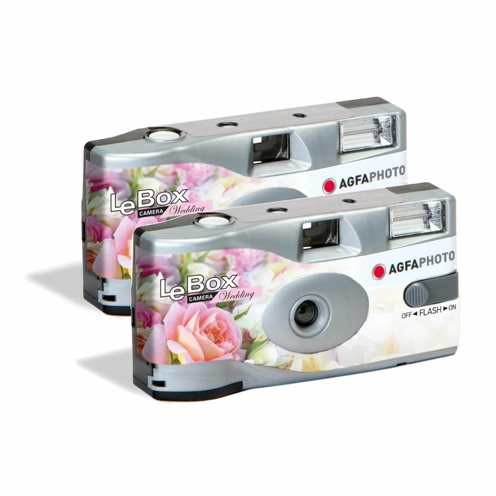 AGFA Photo Pack 2 x 601025 - Jednorazowy aparat LeBox Wedding, 27 zdjęć, obiektyw optyczny 31 mm - szary