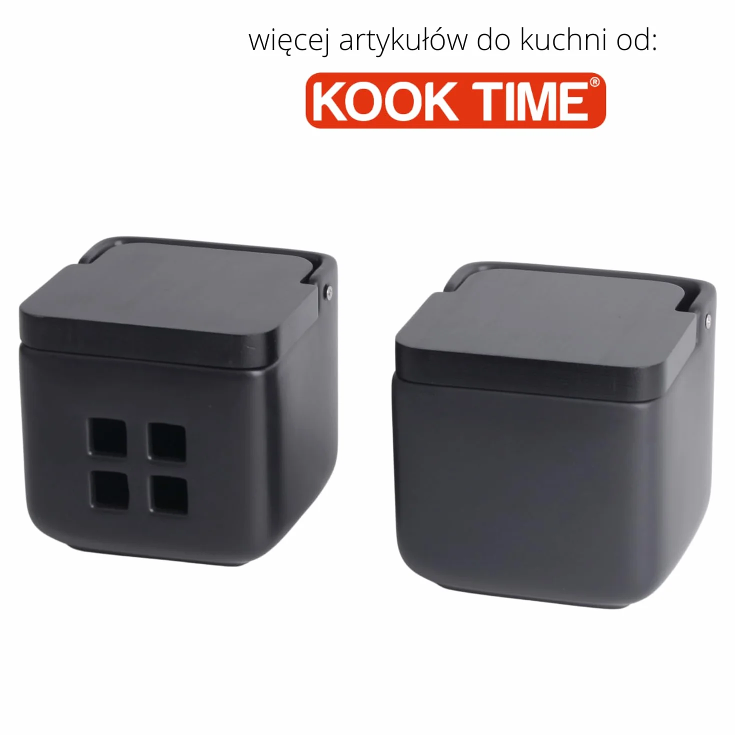 Ceramiczna piwnica solna z bambusową pokrywką 11,5 cm czarna matowa