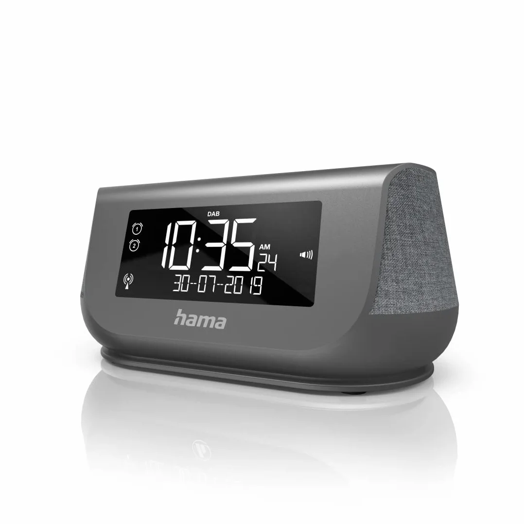 Hama Cyfrowe radio DR36SBT FM/DAB/DAB+/BT (duży wyświetlacz, Bluetooth 5.0, 4W, dźwięk stereo, kabel 183 cm, alarm, wejście AUX, gniazdo USB, 19 x 11 x 9,5 cm) czarne