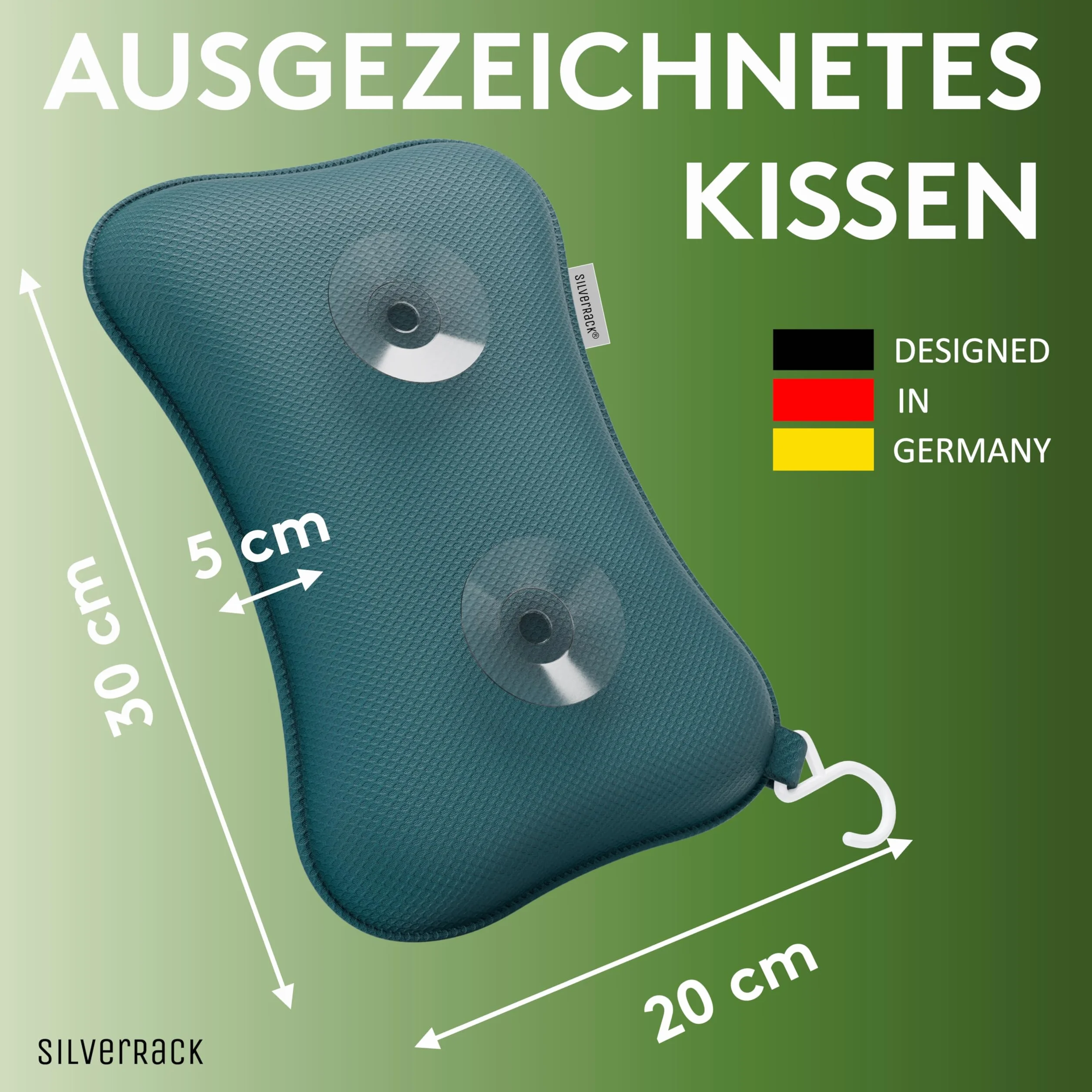 SilverRack Poduszka do wanny premium, kolor petrol – poduszka do wanny – poduszka do wanny z przyssawkami – poduszka pod kark i zagłówek z hydromasażem – akcesoria do wanny – Bath Pillow Spa