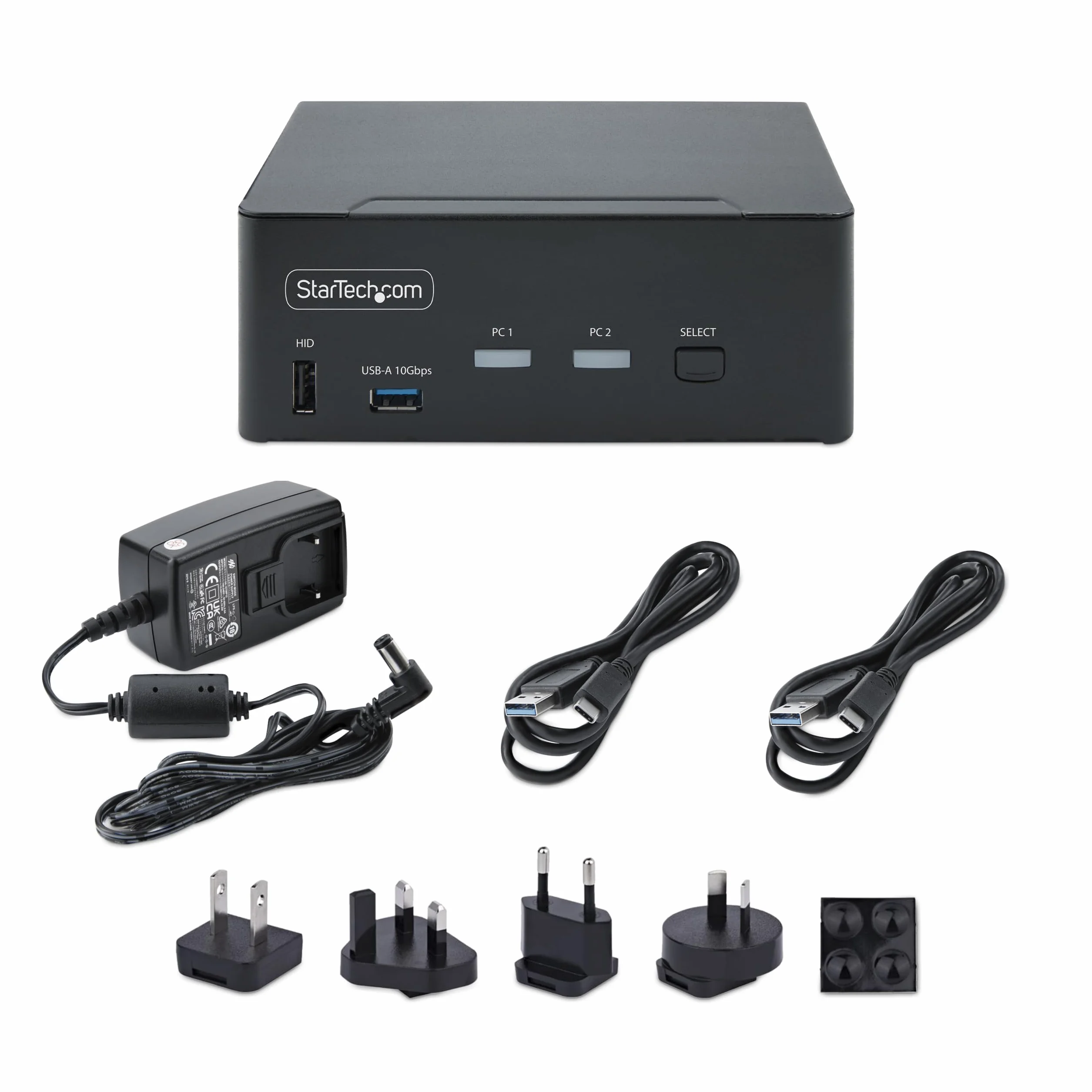 StarTech.com KVM 2-portowy przełącznik DisplayPort do dwóch monitorów, 8K 60 Hz/4K 144 Hz, DP 1.4, 2 x USB 10 Gbps, 4 x USB, hotkey/TAA