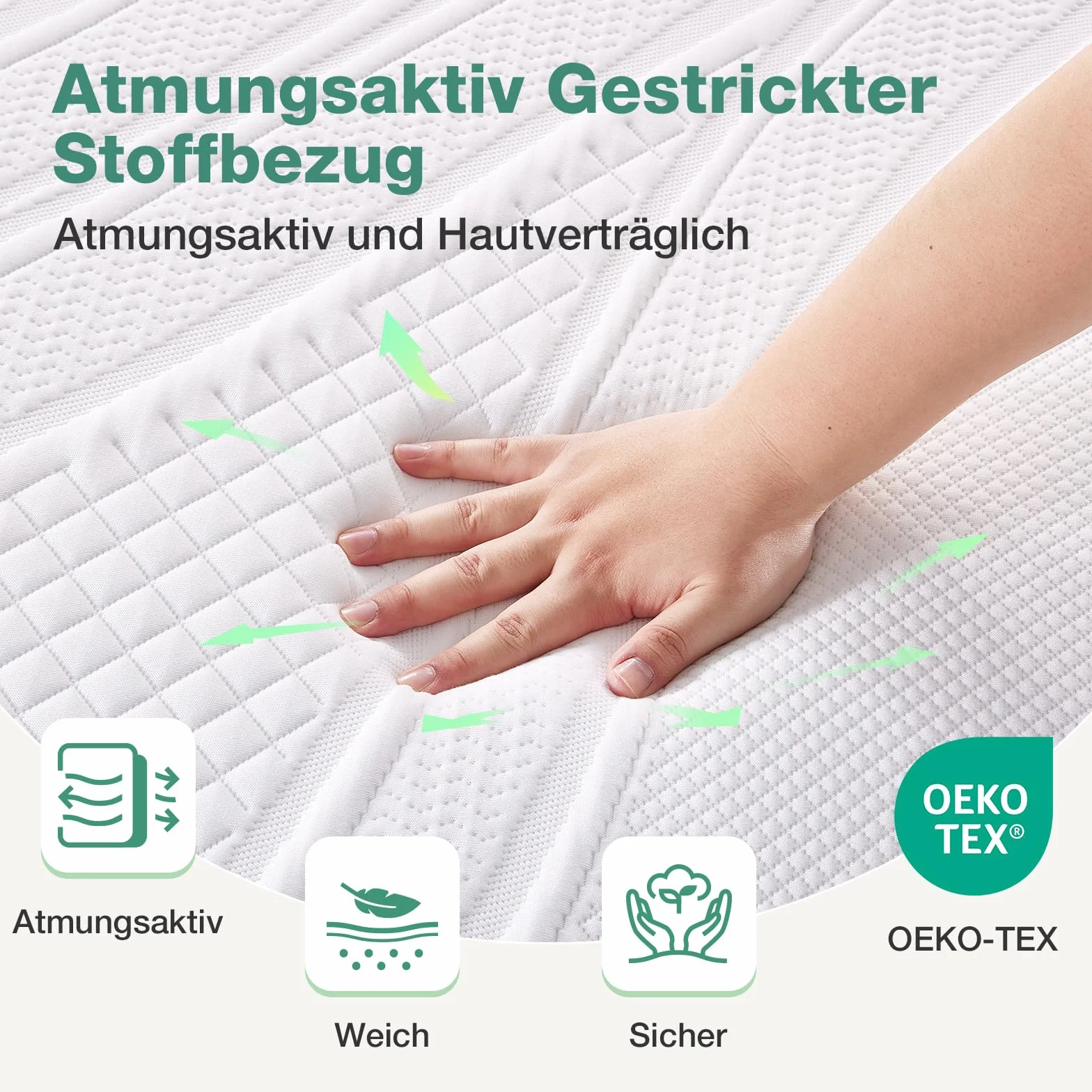 Novilla Topper Viscoelastic 140x200 5 cm, żelowy materac, nakładka na materac z pianki Memory Foam Mattress, bambusowy topper, zdejmowany i nadający się do prania pokrowiec na materac, biały