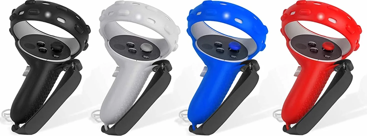 Pokrowiec na kontroler dotykowy do Oculus Quest 2, miękki silikonowy uchwyt, pokrowiec ochronny z paskiem na rękę do Oculus Quest 2 VR, akcesoria do uchwytów (szary)