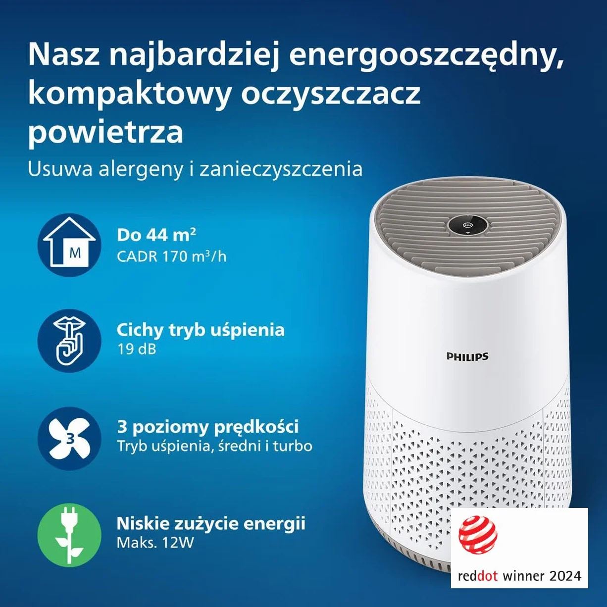 Philips Oczyszczacz Powietrza Serii 600, HEPA, 44m², Biały AC0650/10