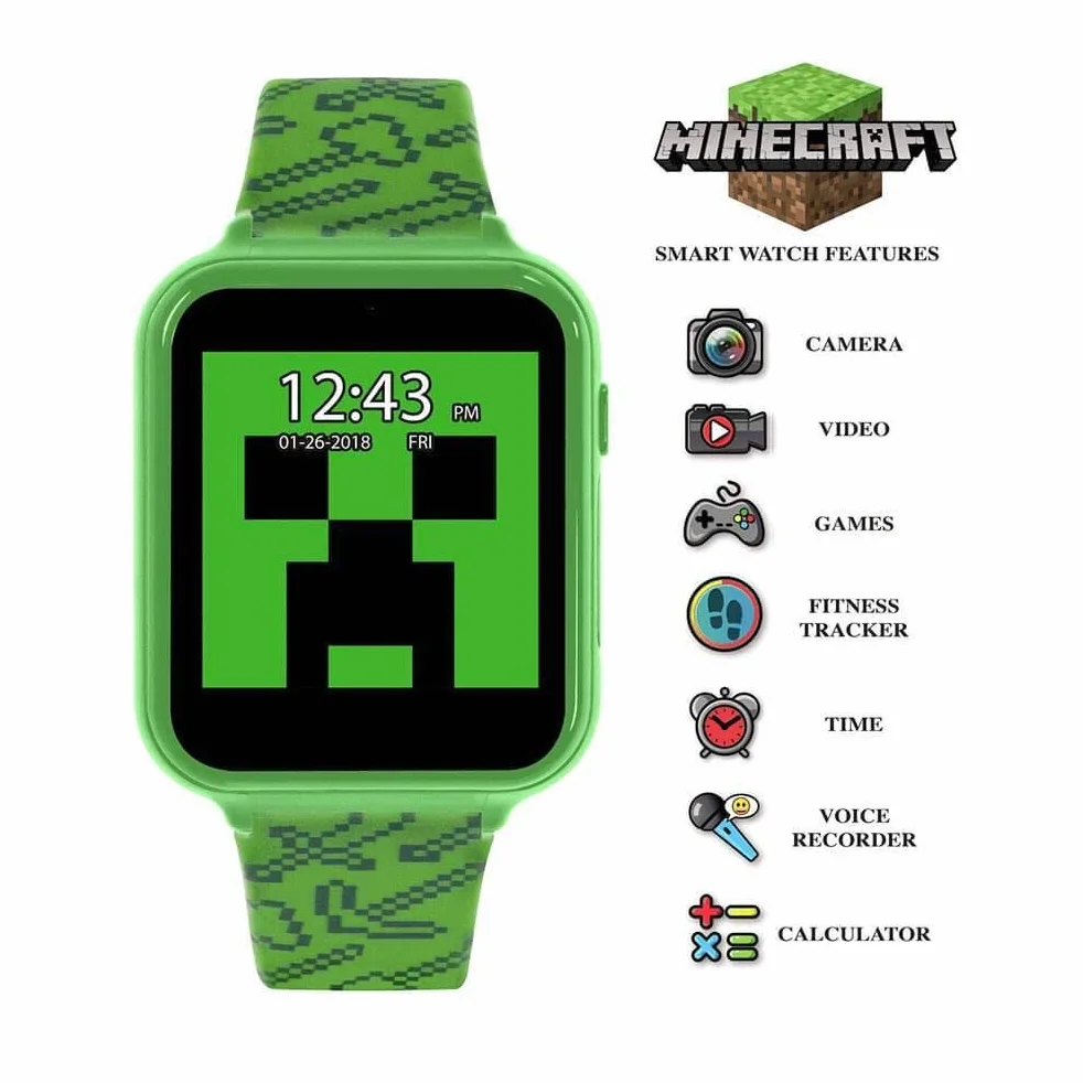 Minecraft Smart Watch MIN4045ARG, alarm, zielony, pasek, zielony, Pasek