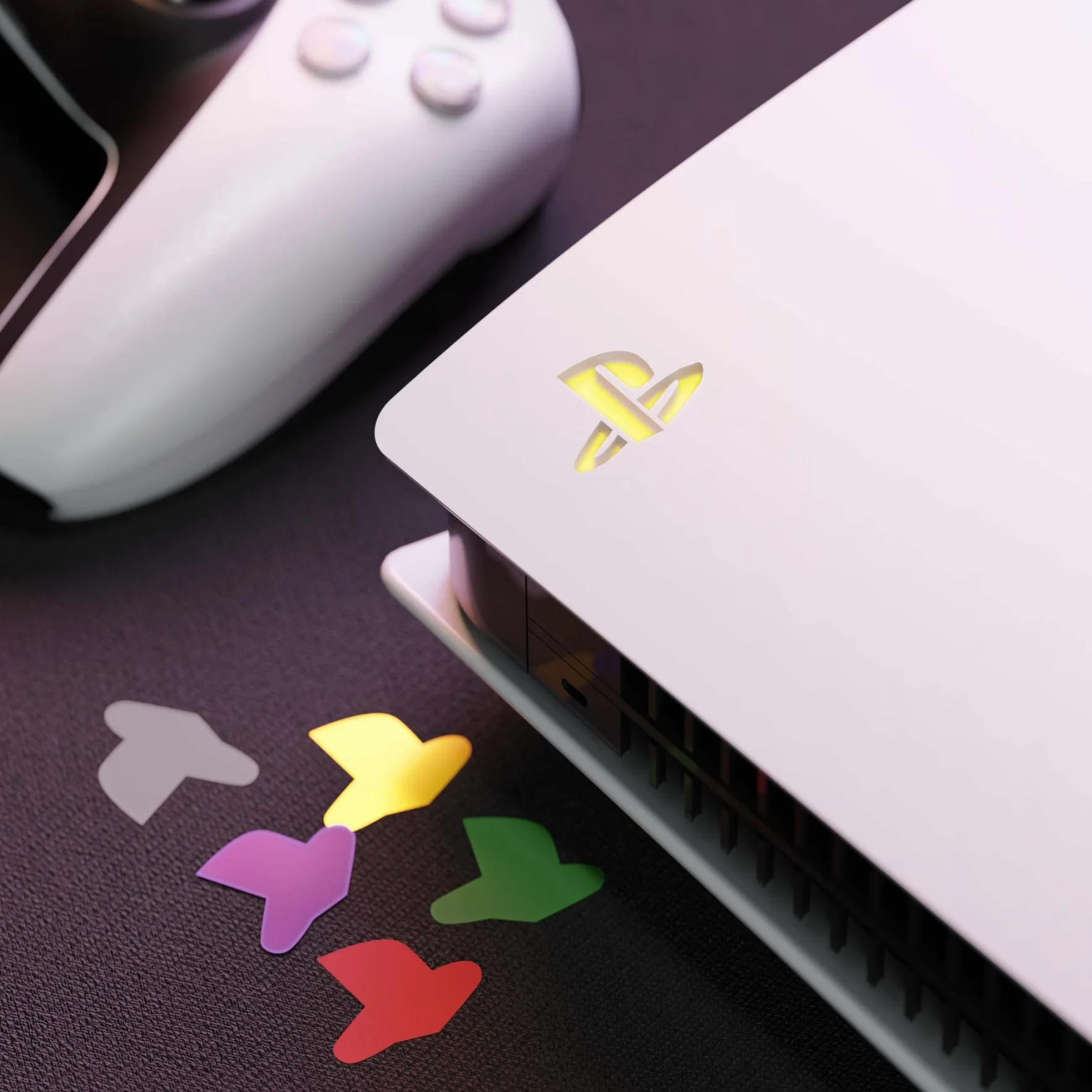 PlayVital 12 pcs Sticker LOGO kompatybilny z ps5 Konsola,Logo Underlay Sticker do ps5,Ochronne Naklejki do ps5-9 Kolorów i 3 Klasyczne Style Retro