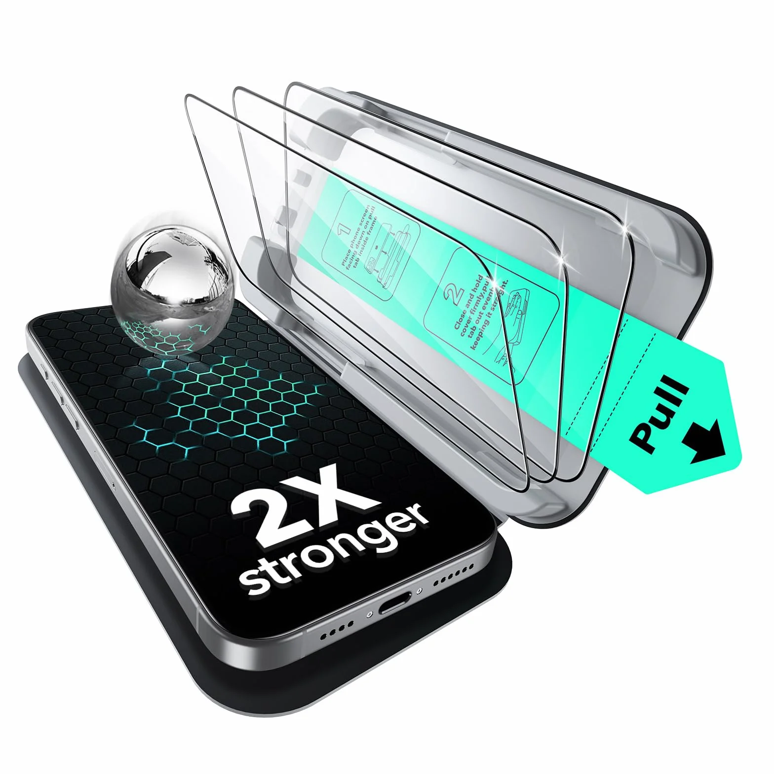 ESR Folia szklana do iPhone'a 15 Pro, szkło hartowane 9H+, bez pęcherzyków i kurzu, ochrona klasy wojskowej, trwała z łatwym narzędziem montażowym, 3 opakowania