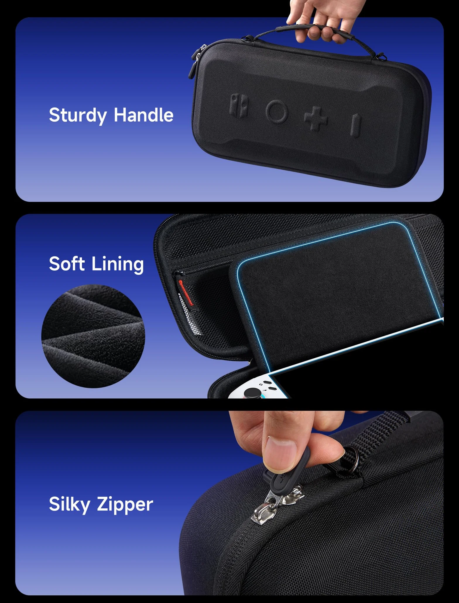 JSAUX Etui do Lenovo Legion Go / Go S i Go 2, duże etui podróżne z twardą skorupą, z osłoną ekranu i uchwytem, ​​torba do przechowywania konsoli, kontrolera i stacji dokującej, czarne