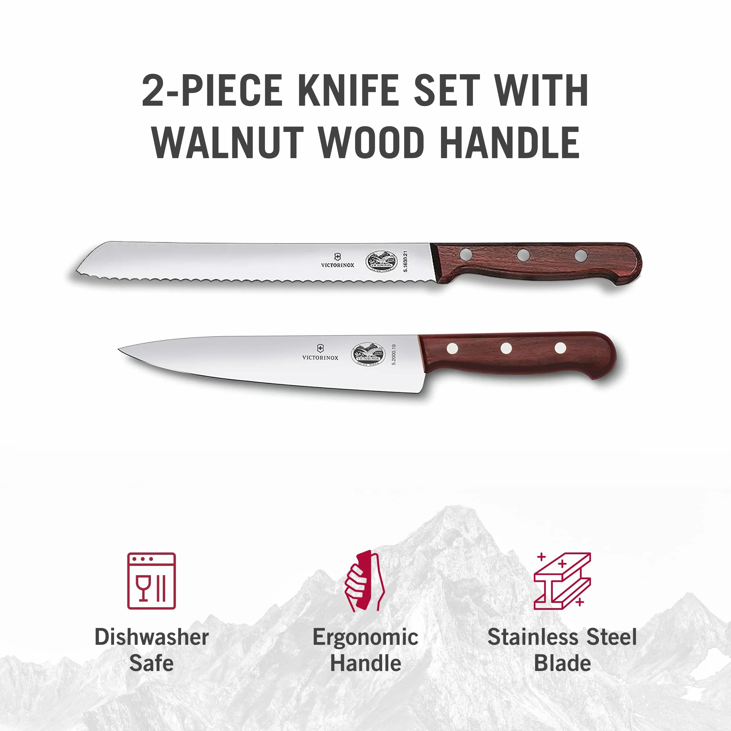 Victorinox Küchengarnitur 5.1020.21G Holzgriff Braun Extra scharfe Klinge