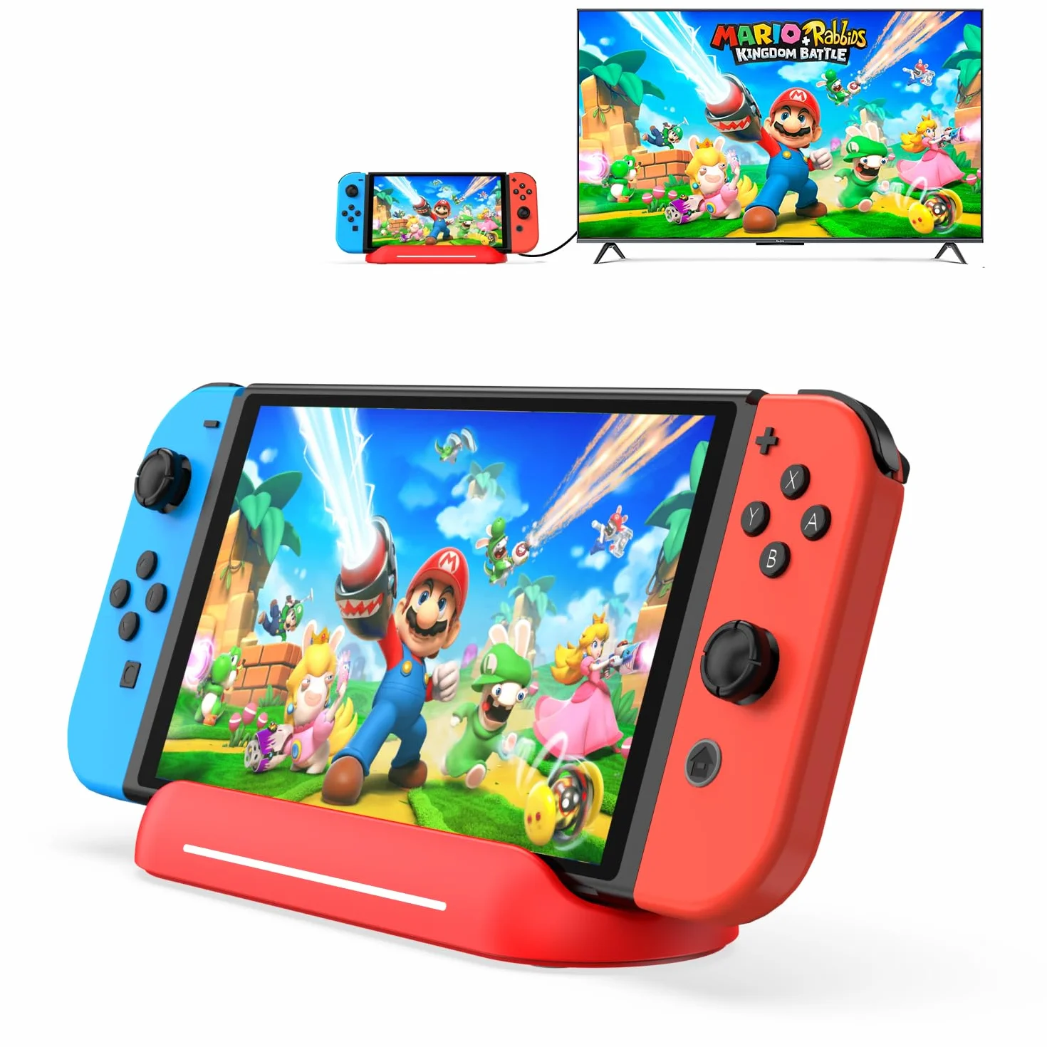 RREAKA 5 in 1 Switch Dock for Nintendo Switch OLED TV Adapter Switch Docking Station with HDMI USB 3.0 Port Type C Charging Type C Connectors Travel Switch Base Portable USB C Hub Stand