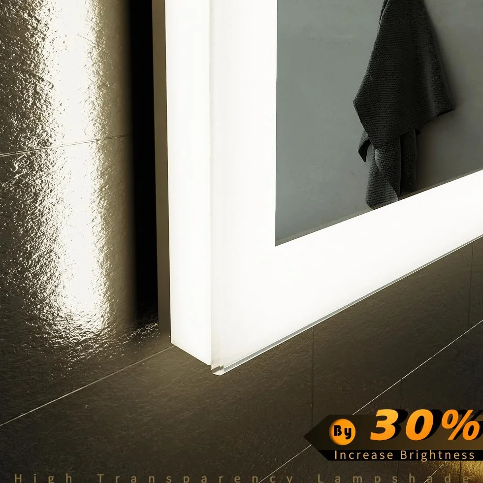 GANPE Lustro łazienkowe LED, do montażu na ścianie, indukcja człowieka, Bluetooth, ochrona przed zaparowaniem, wodoszczelność IP44, pionowe i poziome (50 x 70 cm)
