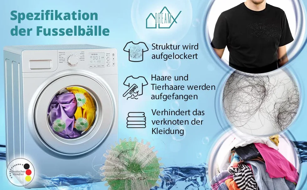 DreamX 8 kulek do prania łapacz sierści zwierząt usuwa włosy