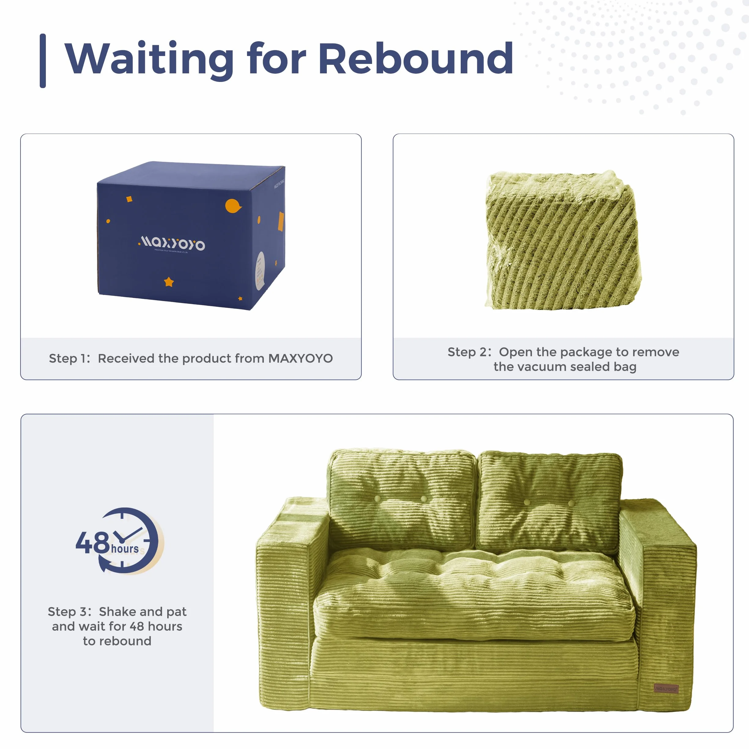 MAXYOYO Sofa rozkładana 2 w 1 loveseat z pianki z poduszkami nowoczesne pikowanie