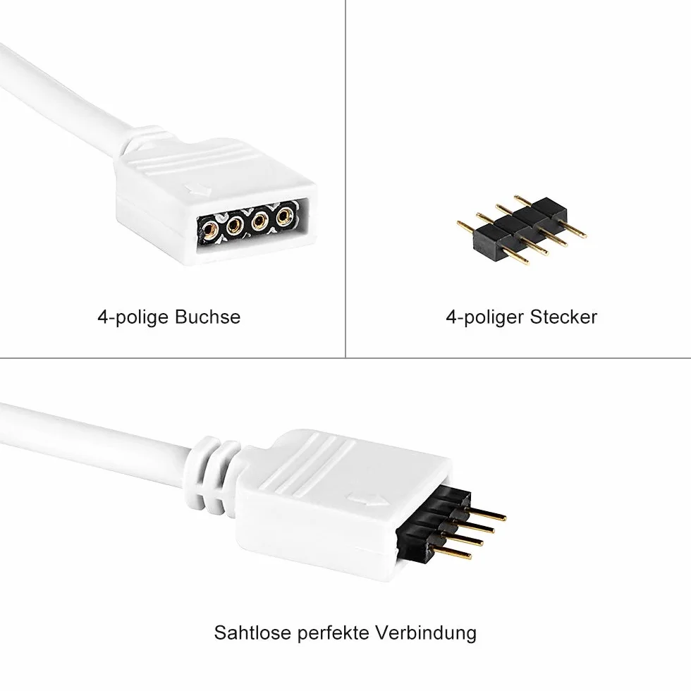 Coolwest Przedłużający Kabel Do Led Rgb Strip 4-Pinowy, Łącznik, Odpowiedni Do Listwy Led Rgb [Wielorazowy], 2-Pak