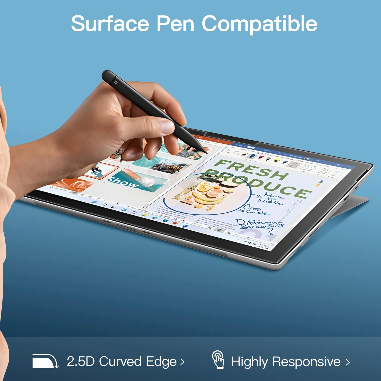 JETech Ochraniacz Ekranu dla Surface Pro 7 Plus/Surface Pro 7 12,3 Cala, 9H Screen Protector Folia Szkło Hartowane Film, Obsługa Pióro Surface, HD Wyczyść, 2 Sztuki