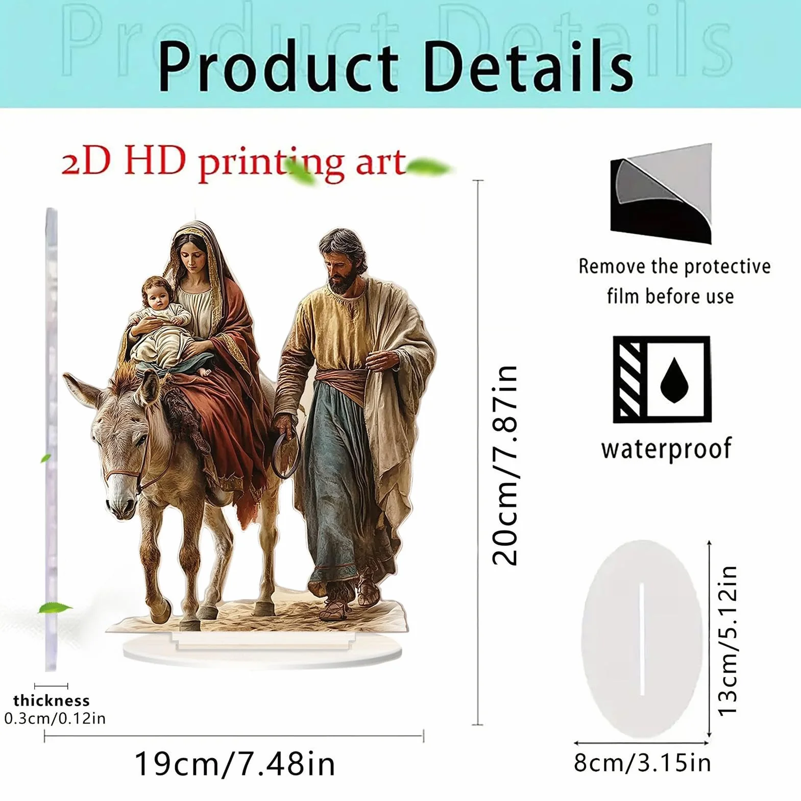 Desk Flat Nativity Scene, Nativity Scene 2d Flat Figure, Tabletop Nativity Ornament, Table Decorations, Novelty Nativity Stand Figure, Love and Peace Nativity Figure, Nativity Scene for Bookshelf