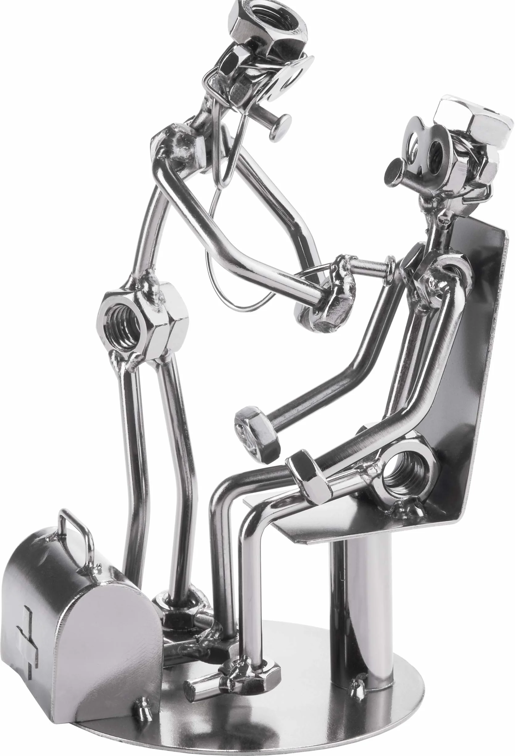 BRUBAKER Figurka ze śrubami lekarz ze stetoskopem pacjenta - ręczne wykonanie żelazne figurki metalowy mężczyzna - metalowa figurka pomysł na prezent dla lekarzy domowych - prezent dla lekarzy