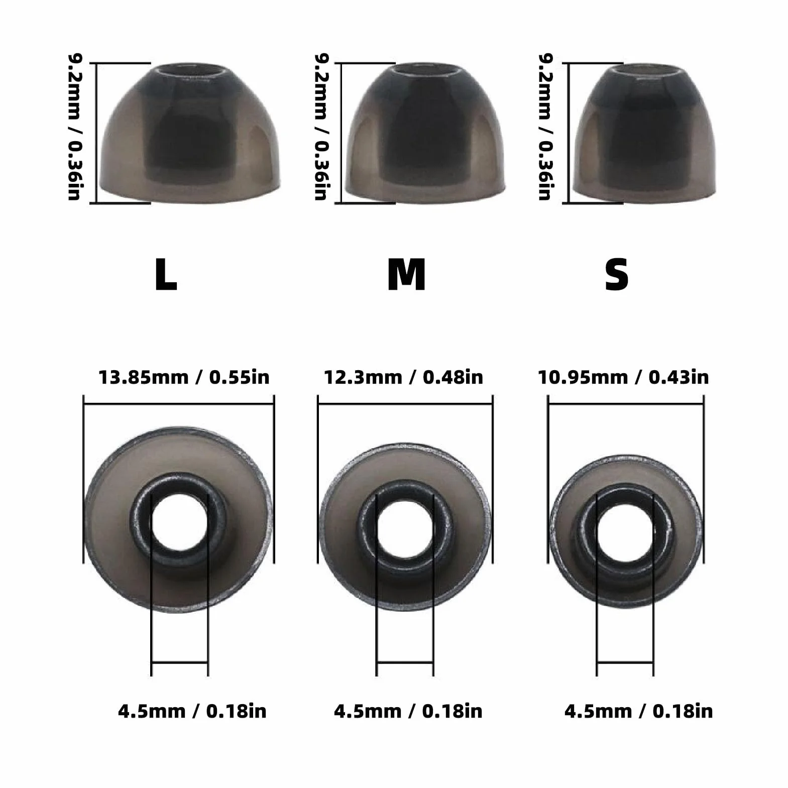 Wskazówki do Uszu, Pasa Kompatybilne z większością Słuchawek w Uszach (otwór Wewnętrzny 5 Mm-6,5 mm), 12 par S/M/L TRUDY SILICONE EARBUD TIPS