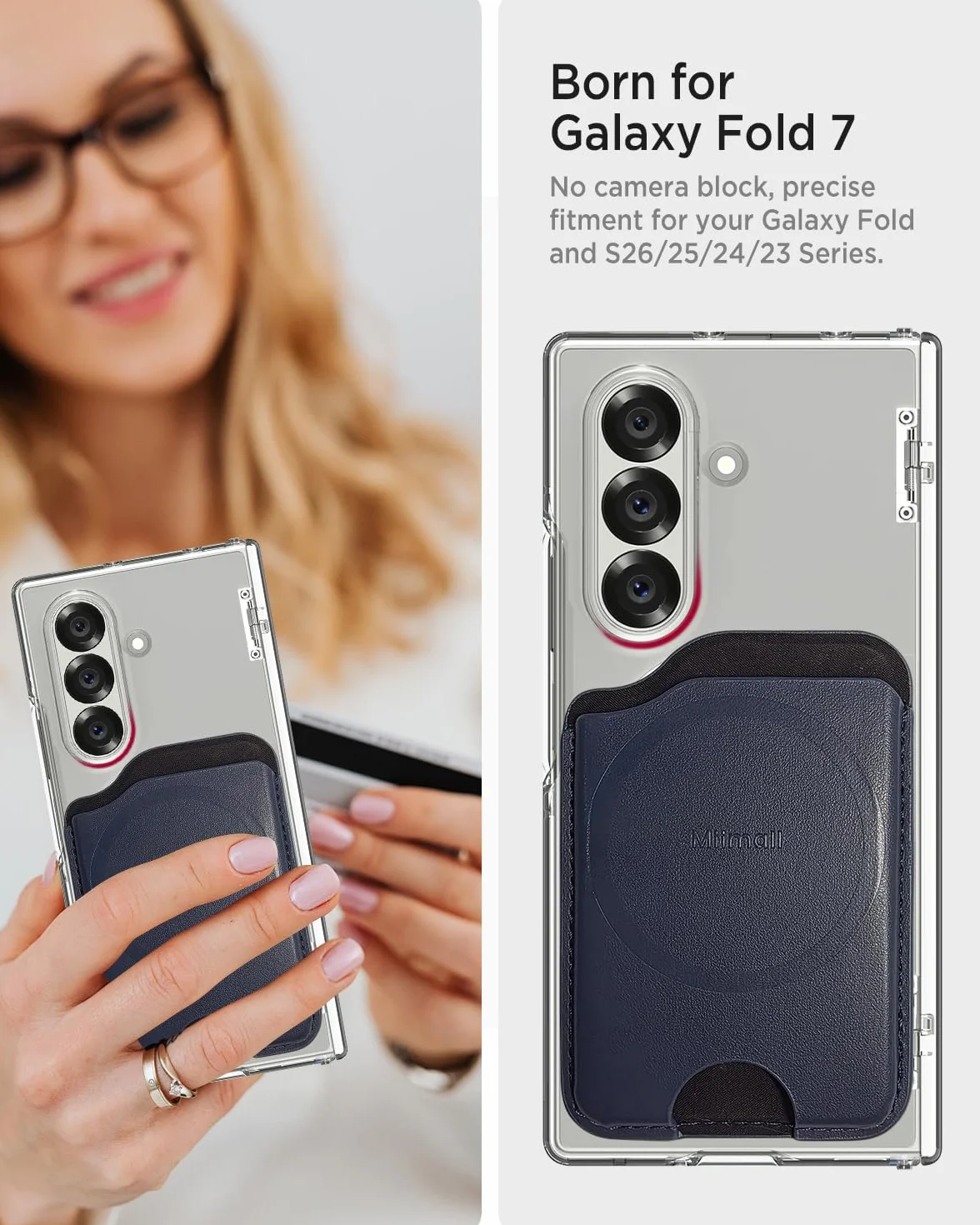 Miimall Odporny na brzuch portfel do Samsung Galaxy S25 S24 FE / Plus / Ultra/Z składany 7 / iPhone 16 15 Series, smukły skórzany portfel odporny na brzuch 3 etui na karty na telefon komórkowy