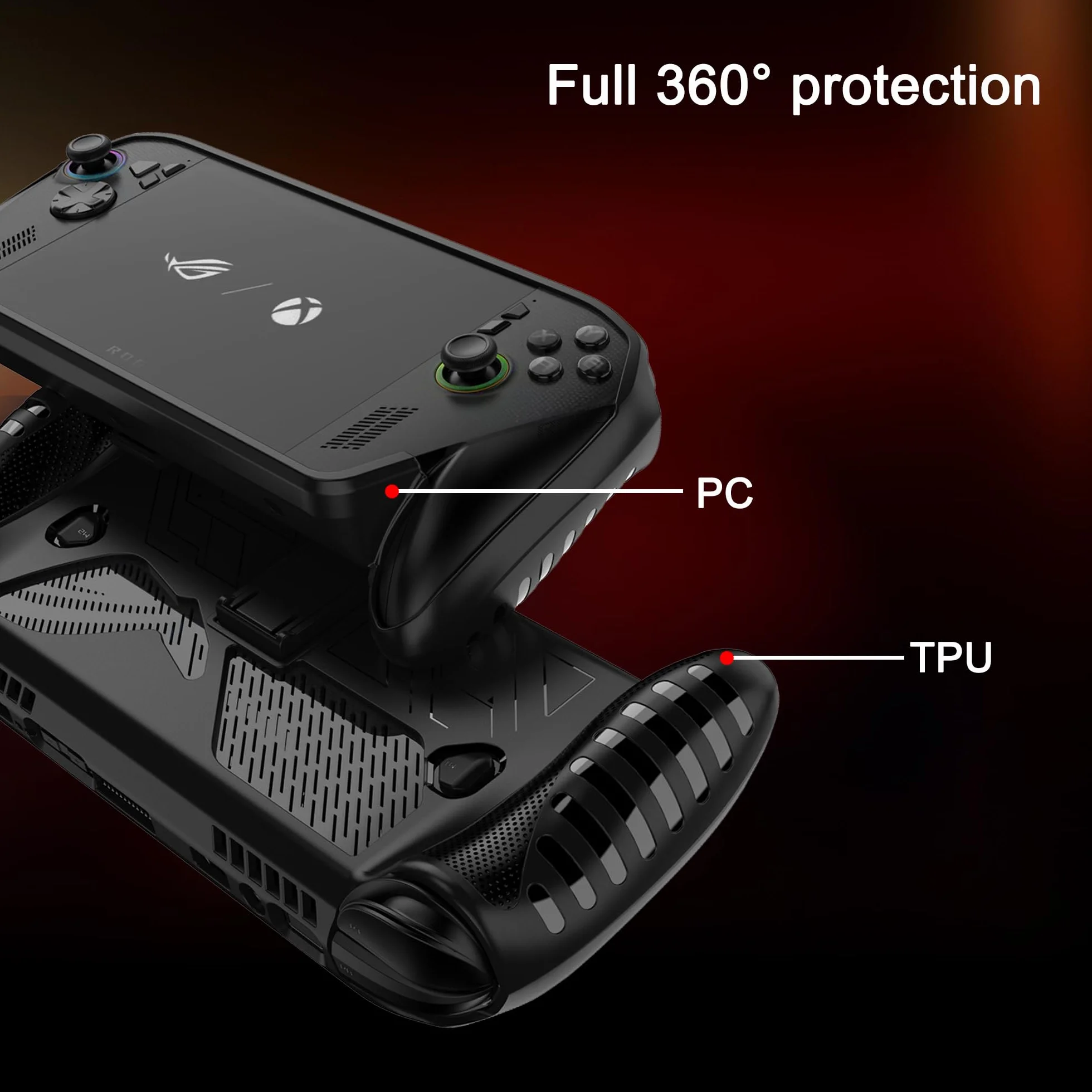 Etui do ROG Xbox Ally X 7 cali 2025, silikonowy pokrowiec ochronny z funkcją stojaka, czarny