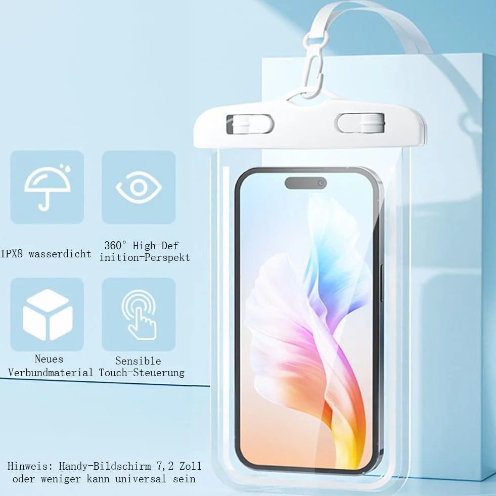Wodoszczelne etui na telefon komórkowy, [2 sztuki], 7,5", wodoszczelne etui, TPU, do iPhone 16, 15 Plus, 14, 13, 12, 11 Pro, Max, Samsung S24, S23, S22 Ultra
