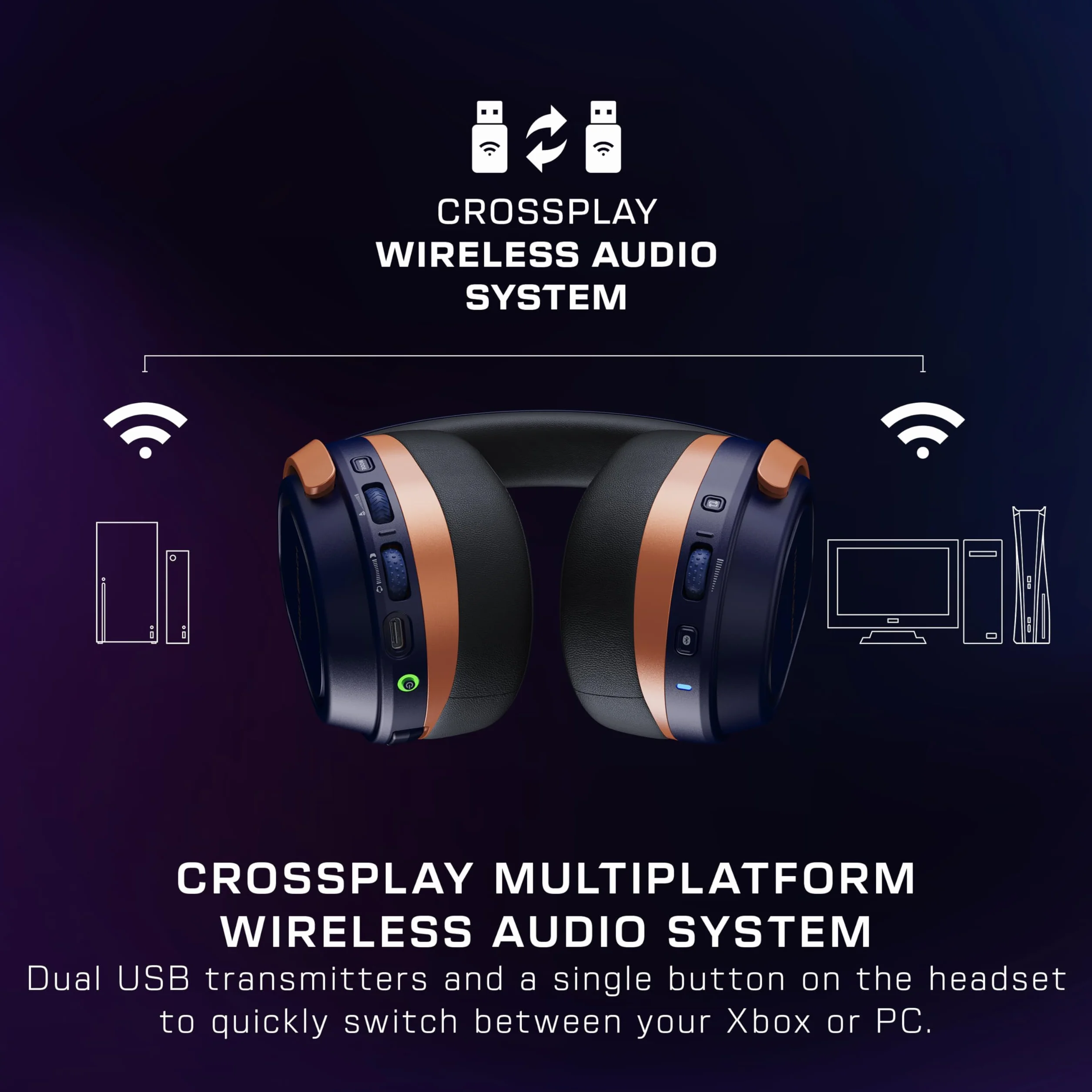 Turtle Beach Stealth 700 - Bezprzewodowe wieloplatformowe słuchawki gamingowe ze wzmocnieniem dźwięku do konsoli Xbox Series X|S, Xbox One, PC, PS5 i Mobile - Cobalt