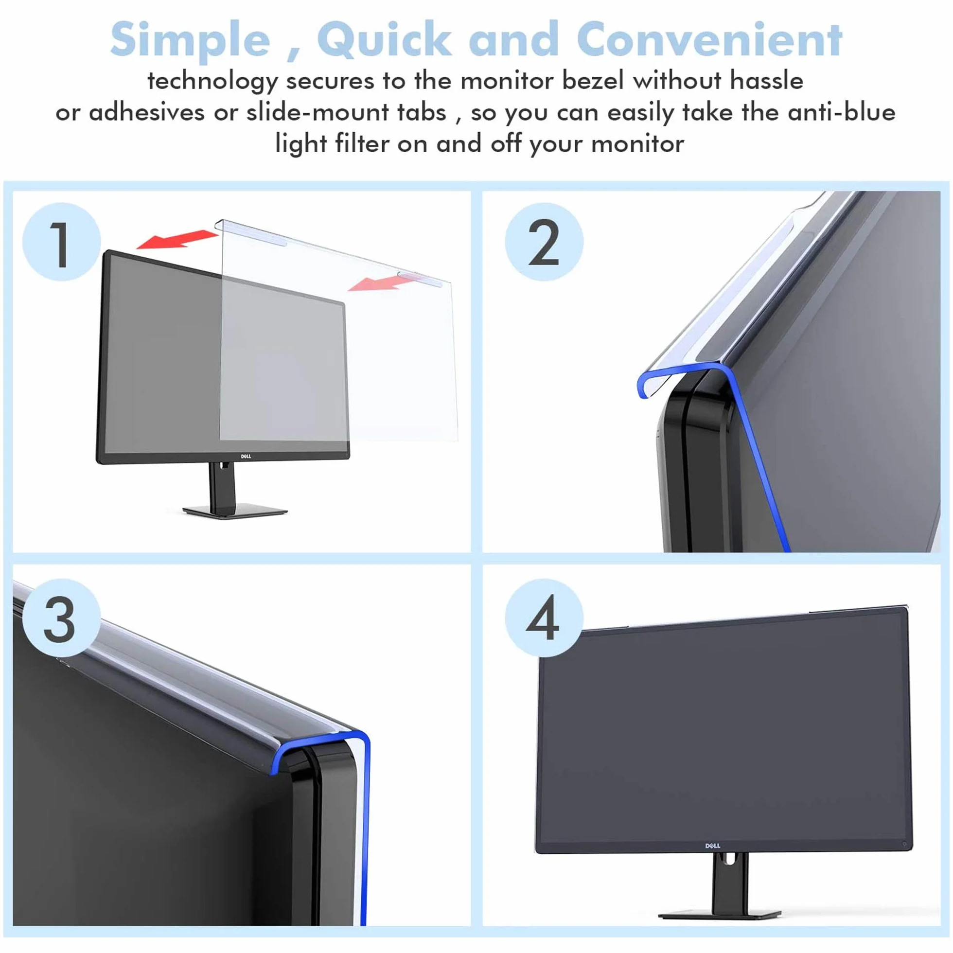 TGHY Niebieski filtr światła do monitora komputerowego o przekątnej 17-28 cali 5:4 16:9 16:10 monitor szerokoekranowy LED PC folia filtrująca ochrona przed promieniowaniem UV obciążenie oczu zawieszenie ramy, 21,5 cala 16:9