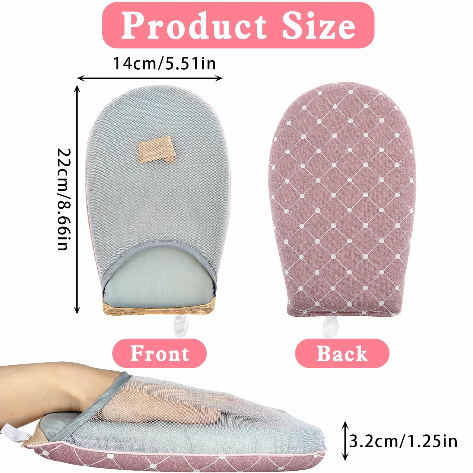 Andibro Garment Steamer rękawice do prasowania, parownica, ze szlufką na palec, wodoszczelne, odporne na wysokie temperatury, akcesoria do ubrań, koszulek, prasowania (różowe)