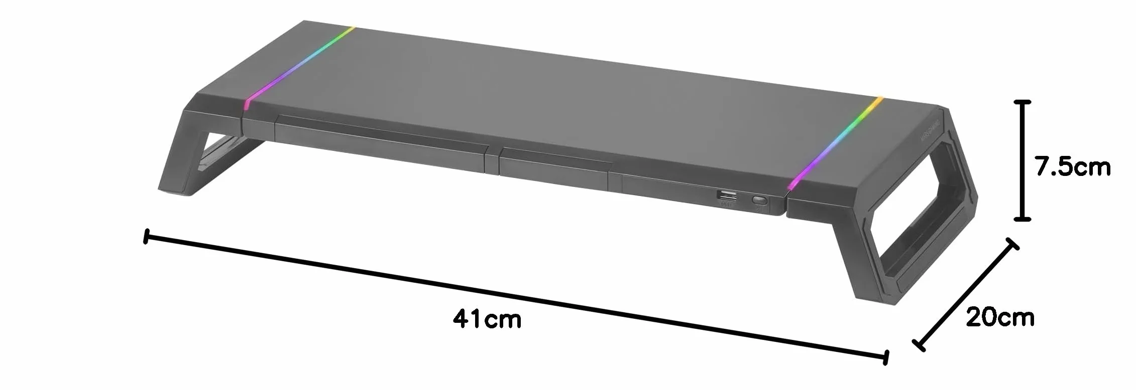 Mars Gaming MGS-ONE Czarny, Podstawka Monitor Chroma RGB, Regulowany Rozmiar, Podstawka Smartfon i Tablet, Przednie USB 2.0