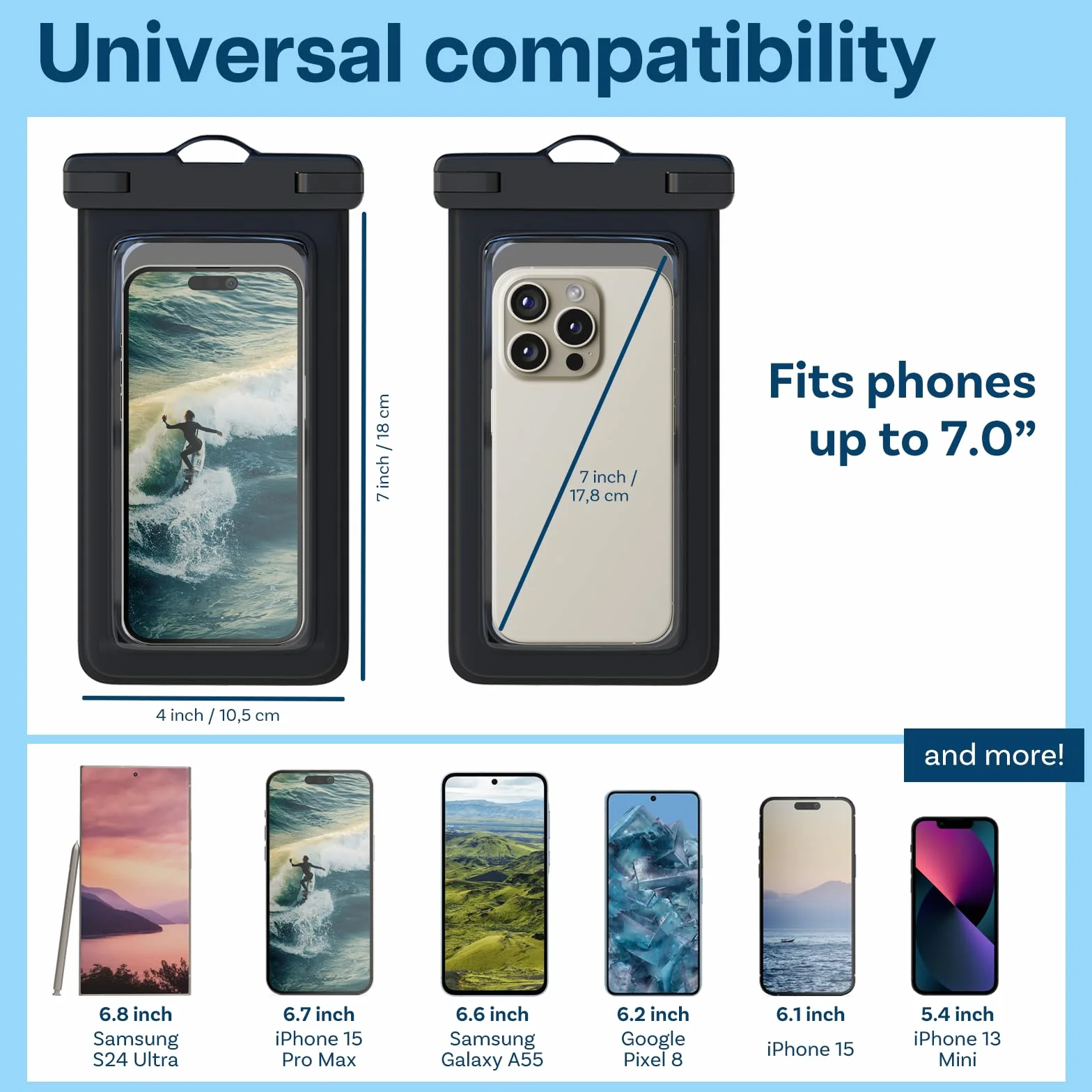 MMOBIEL Wodoodporne Etui na Telefon [3-pak]-Etui do 7 Cali na iPhone 17 16 15 14 Pro Max, Samsung Galaxy S26 S25 S24 Series itp.- Sucha Etui na Telefon ze Smyczą, Opaska -Czarny, Zielony, Pomarańczowy
