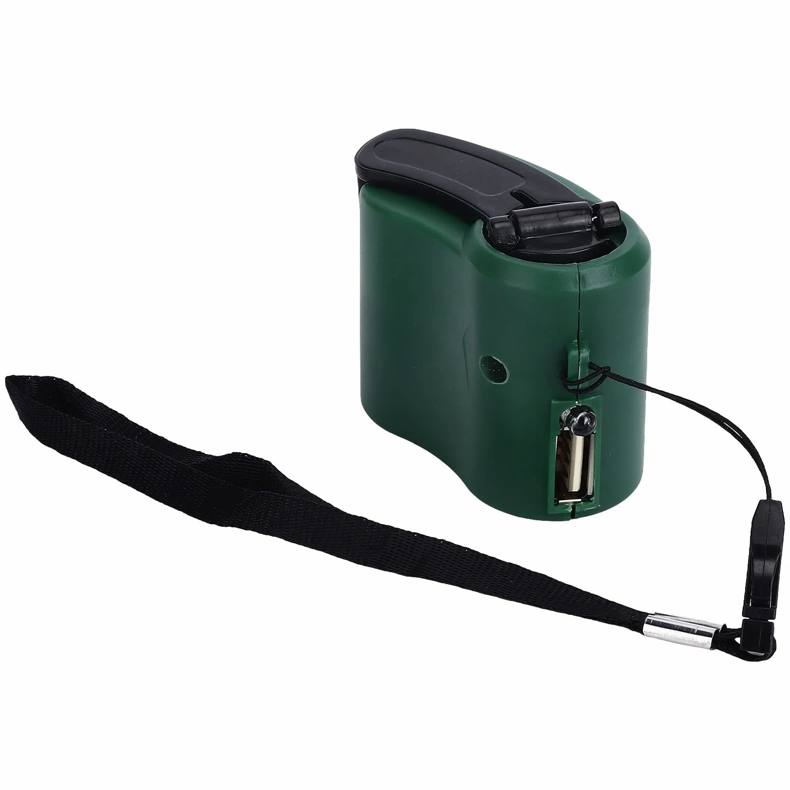 Ładowarka ręczna z korbą USB, przenośny generator prądu awaryjnego z oświetleniem LED do wędrówek na świeżym powietrzu (zielona)