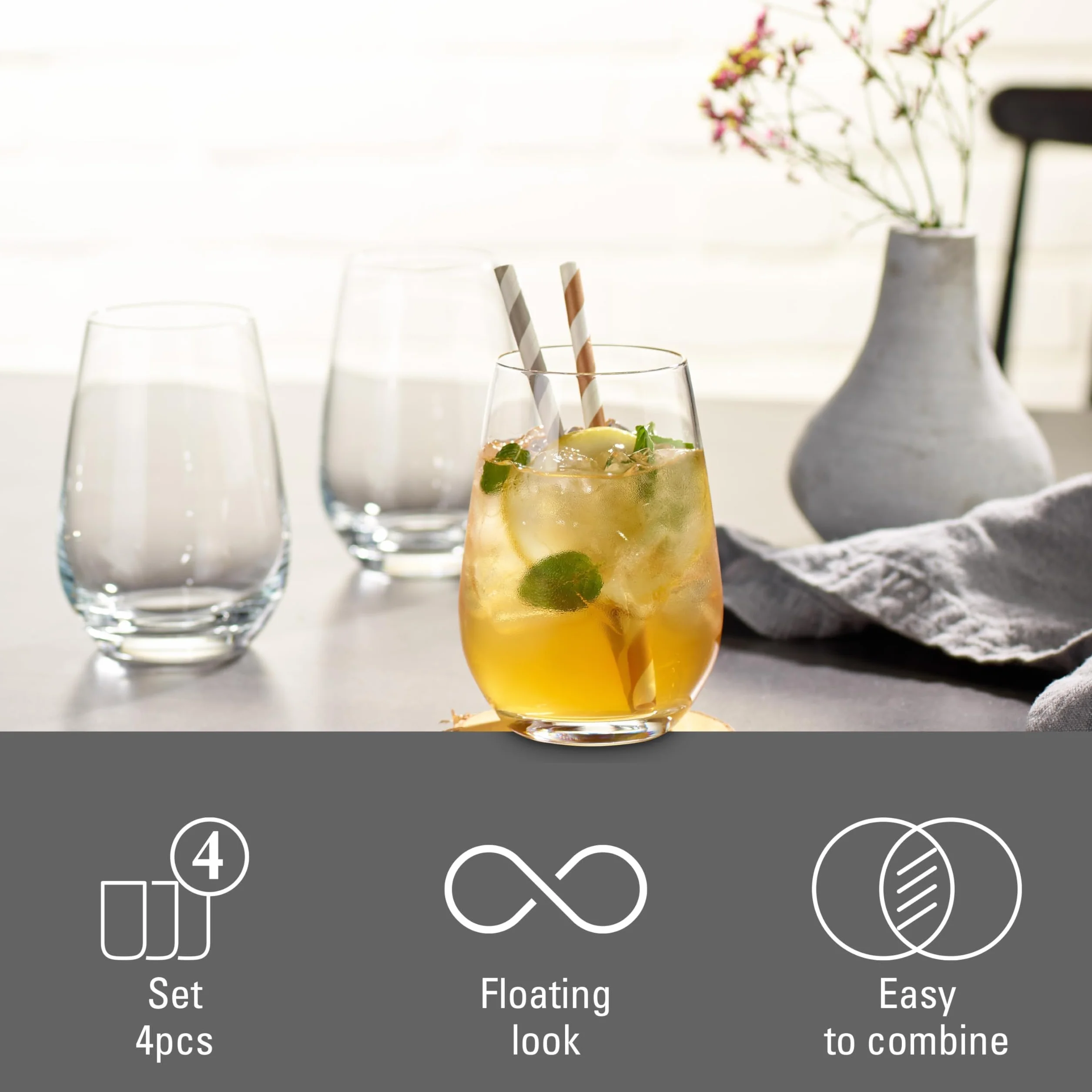 like. by Villeroy & Boch – Voice Basic, zestaw szklanek do log drinków, 4 sztuki, 397 ml, szkło kryształowe, można myć w zmywarce