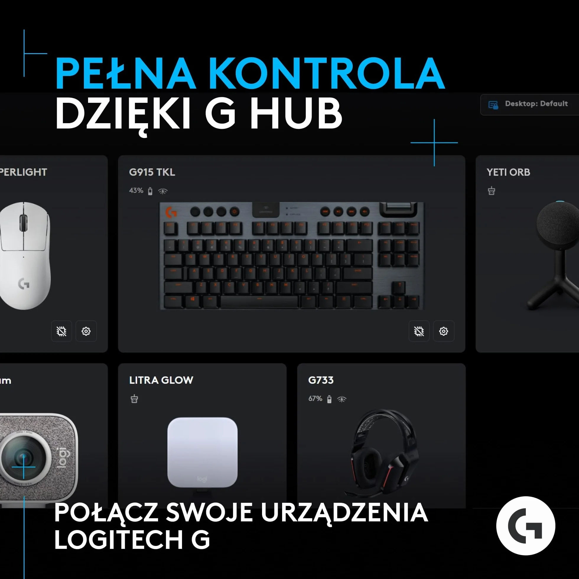 Logitech G Yeti Orb Mikrofon pojemnościowy RGB do gier z LIGHTSYNC, mikrofon USB do przesyłania strumieniowego, kardioidalny, USB Plug and Play do komputera PC/Mac – czarny