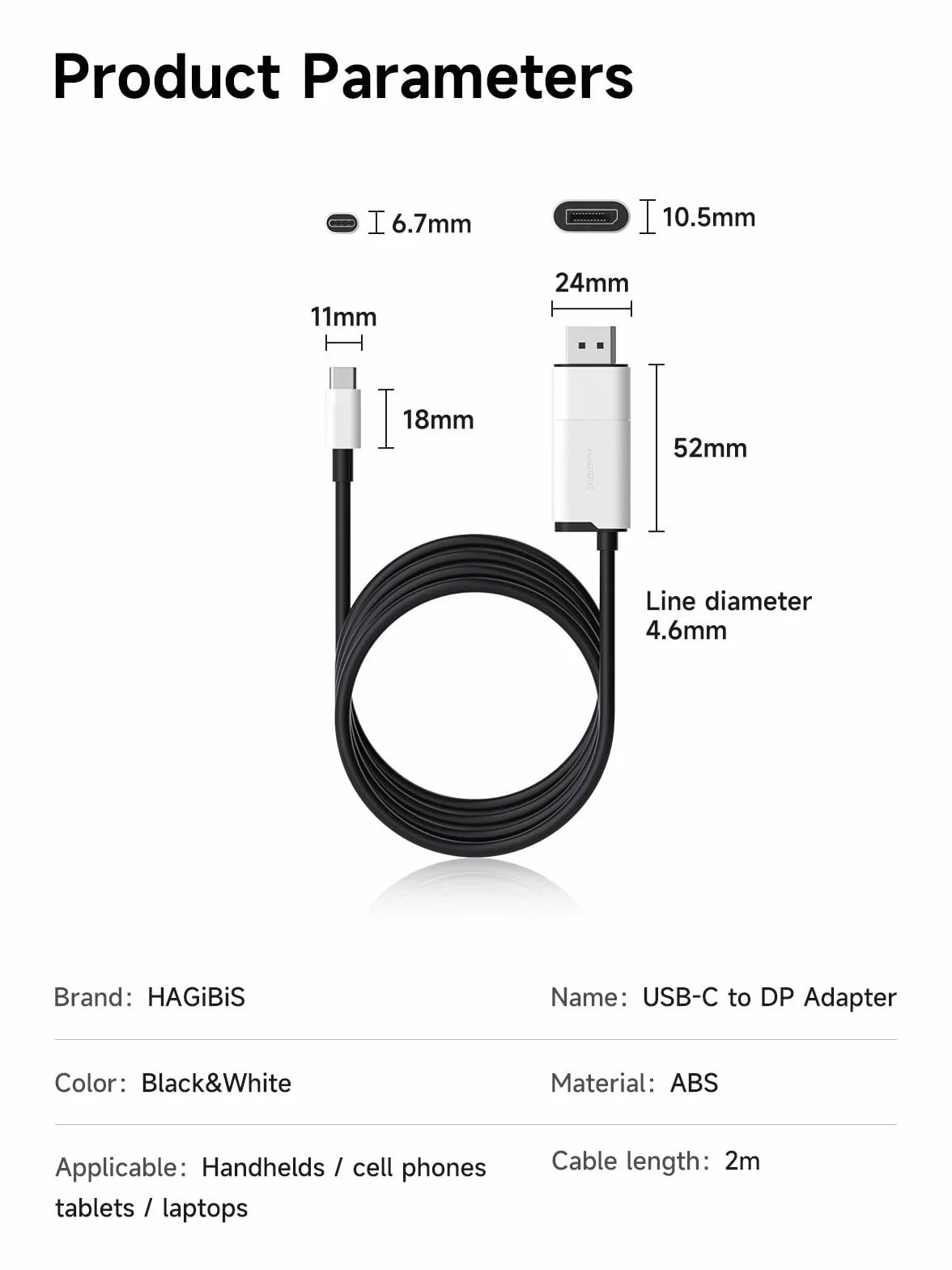 Hagibis - Stacja dokująca do Nintendo Switch & Switch OLED, USB C na DisplayPort kabel adapter z 8K przy 60Hz DP, 100 W PD, typ C na DP adapter do laptopa, tabletu, SteamDeck (biała)