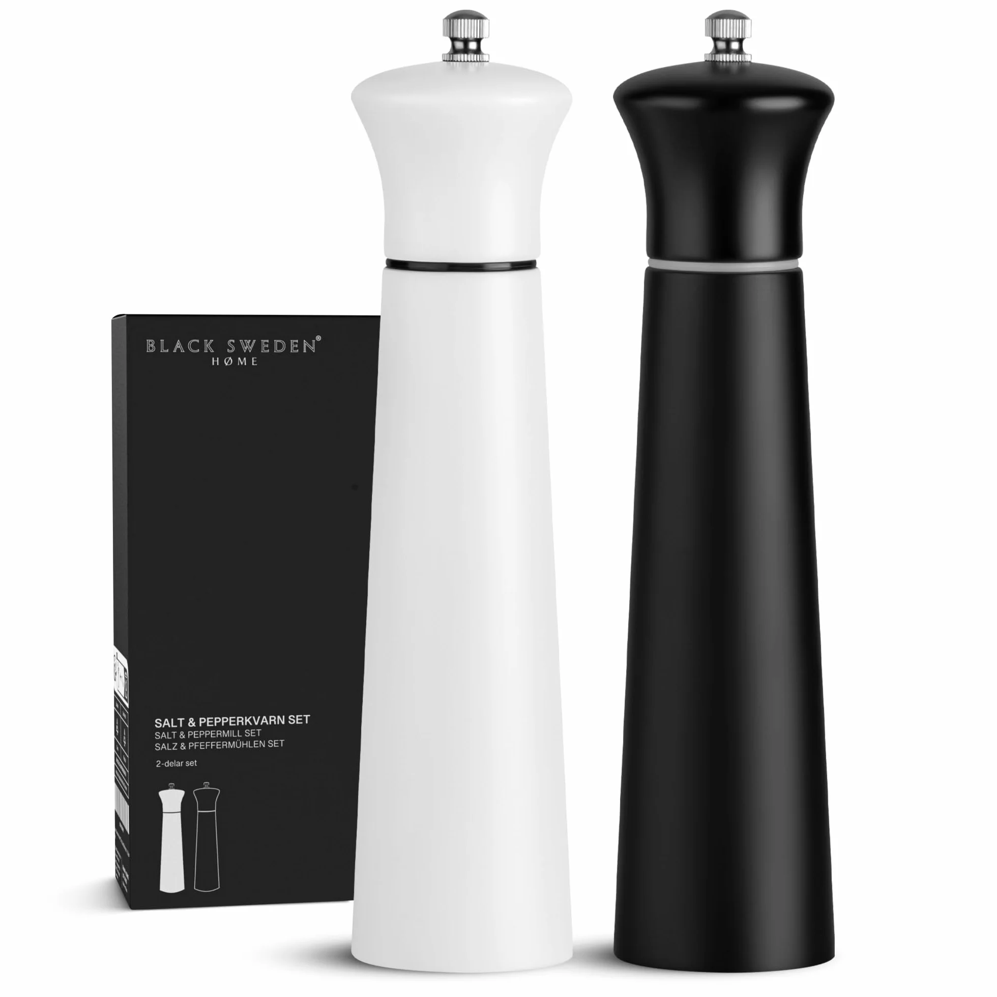 Black Sweden Home Designerski młynek do soli i pieprzu ceramiczny 22 cm czarno-biały