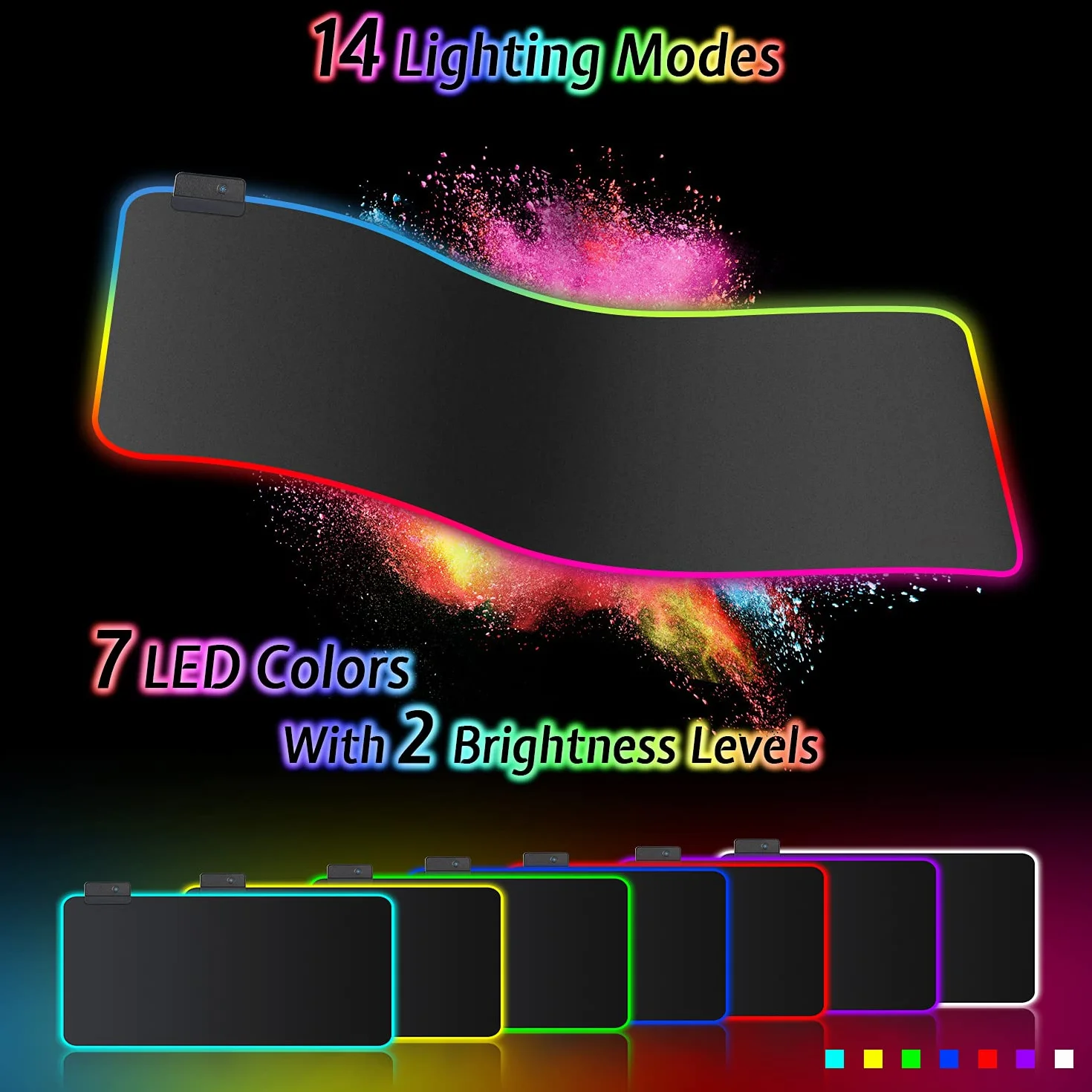 Podkładka pod mysz do gier RGB 800 x 300 mm XXL wodoodporna antypoślizgowa czarna