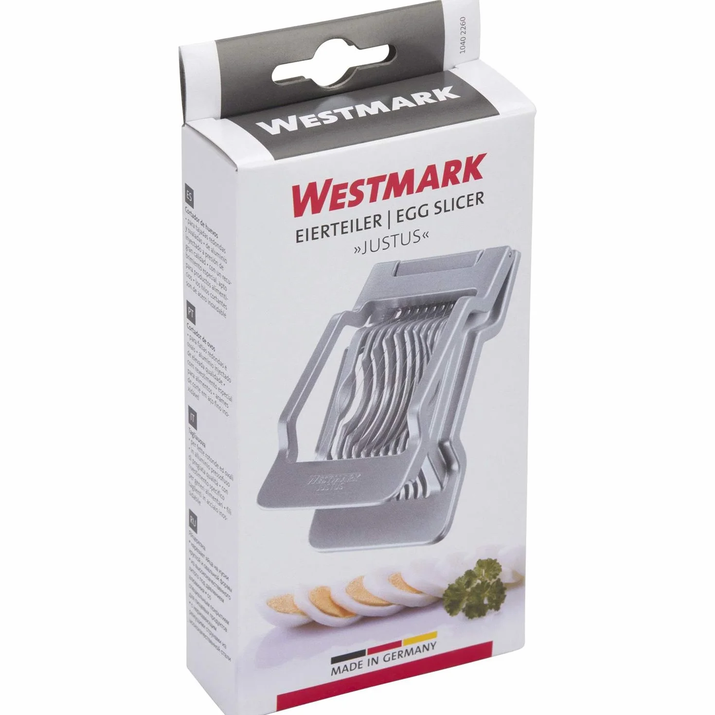 Westmark Krajalnica do jajek, Kroi na okrągłe i owalne plasterki, Osobno naciągane druciane struny ze stali nierdzewnej, Aluminium/Stal nierdzewna, Justus, Szara, 10402260