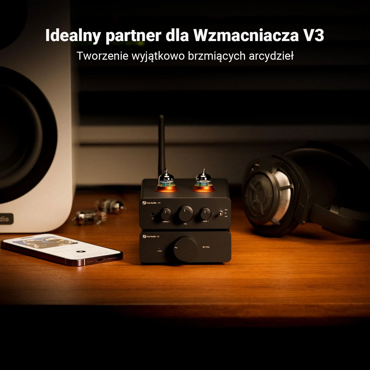 Fosi Audio P3 Lampowy Przedwzmacniacz Wzmacniacz Słuchawkowy Domowy Audio Mini Próżniowy Preamp Bluetooth aptX LL HD Regulacja Tonów Niskich i Wysokich dla Aktywnych Głośników HiFi Stereo