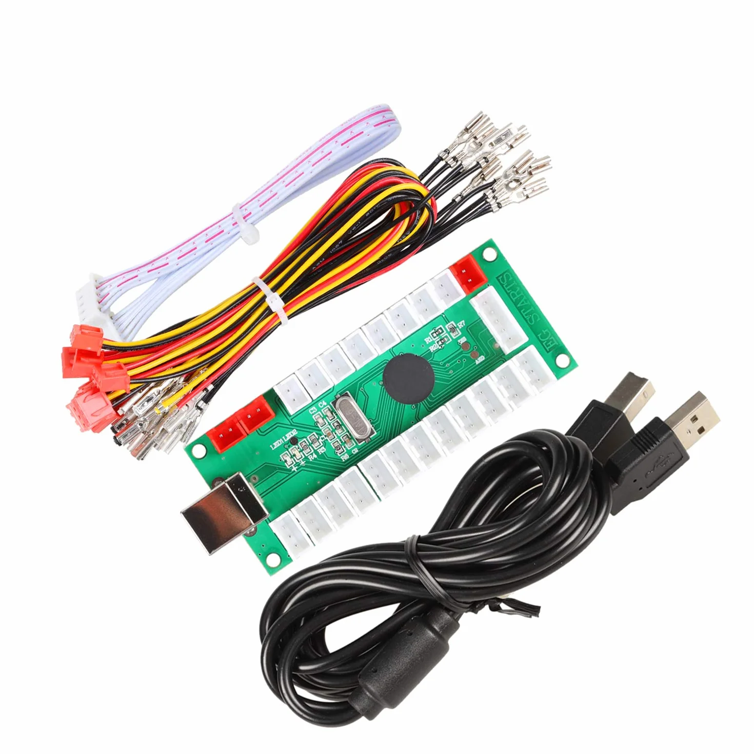 EG STARTS Zero Delay Enkoder USB do PC LED Joystick zestaw kompatybilny LED Arcade Joystick DIY Kit Controller Part Mame Games (kabel 5-pinowy + 10 x 3-pinowy przewód 2,8 mm)