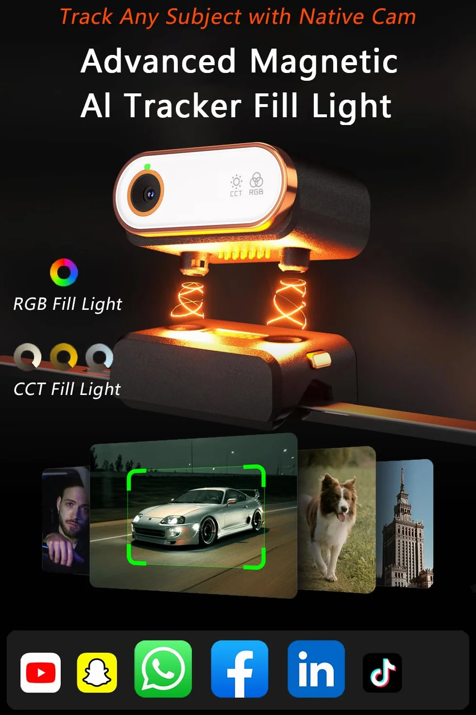 hohem iSteady M7 stabilizator do smartfona, tracker AI z regulowanym światłem RGB, zdejmowany pilot dotykowy, drążek przedłużający, stabilizator imbalowy o ładowności 500 g, dla iPhone i Android
