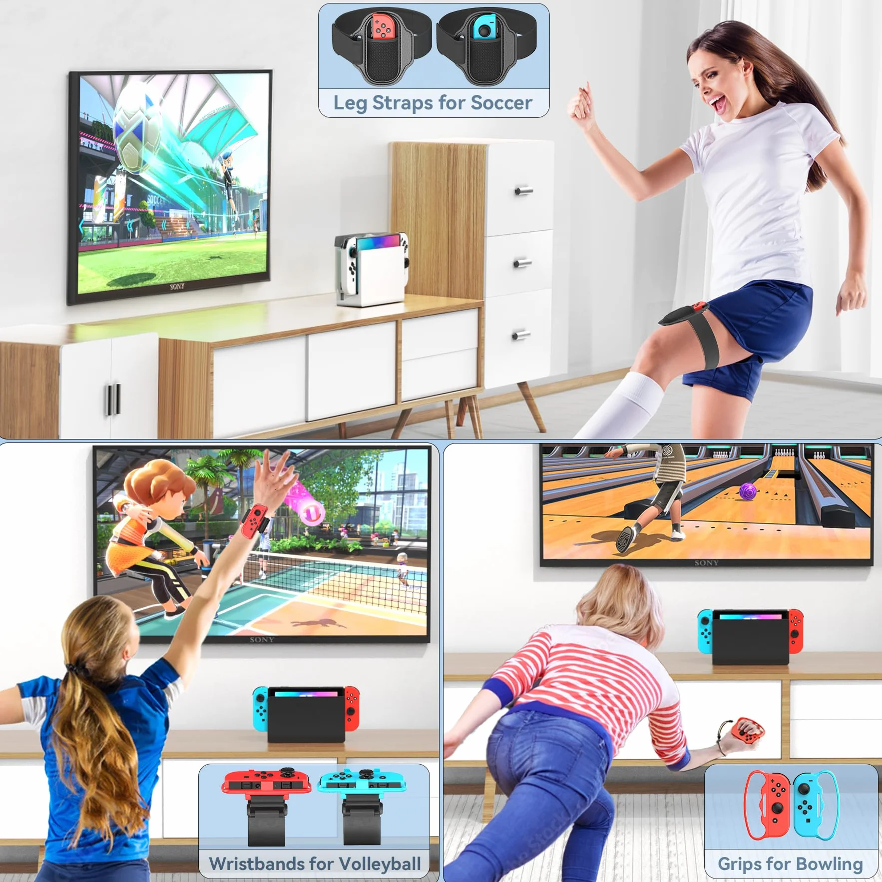 Tokluck 15 w 1 Akcesoria sportowe Switch, zestaw z organizerem do konsoli Switch/OLED